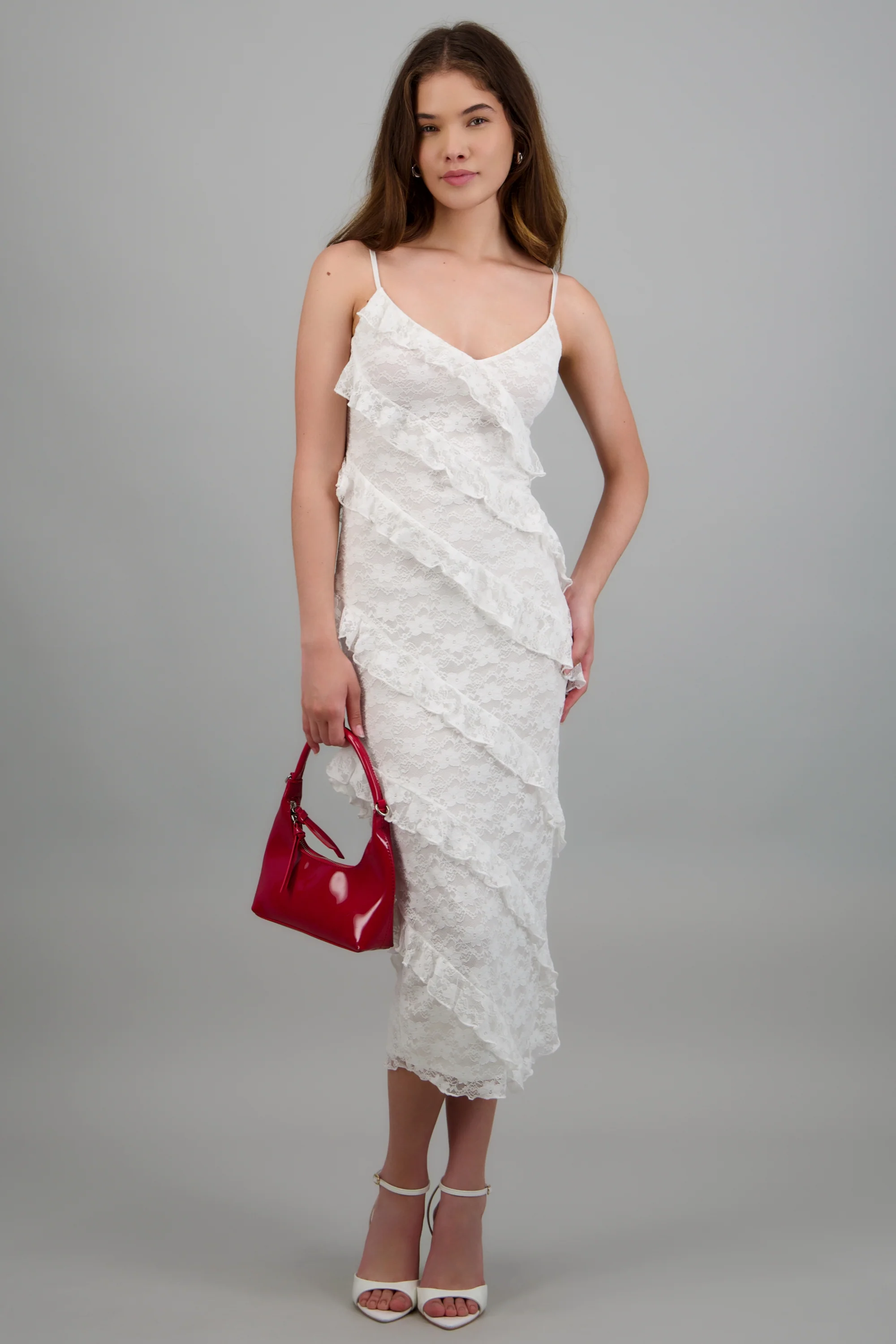 Vestido midi encaje detalle olanes