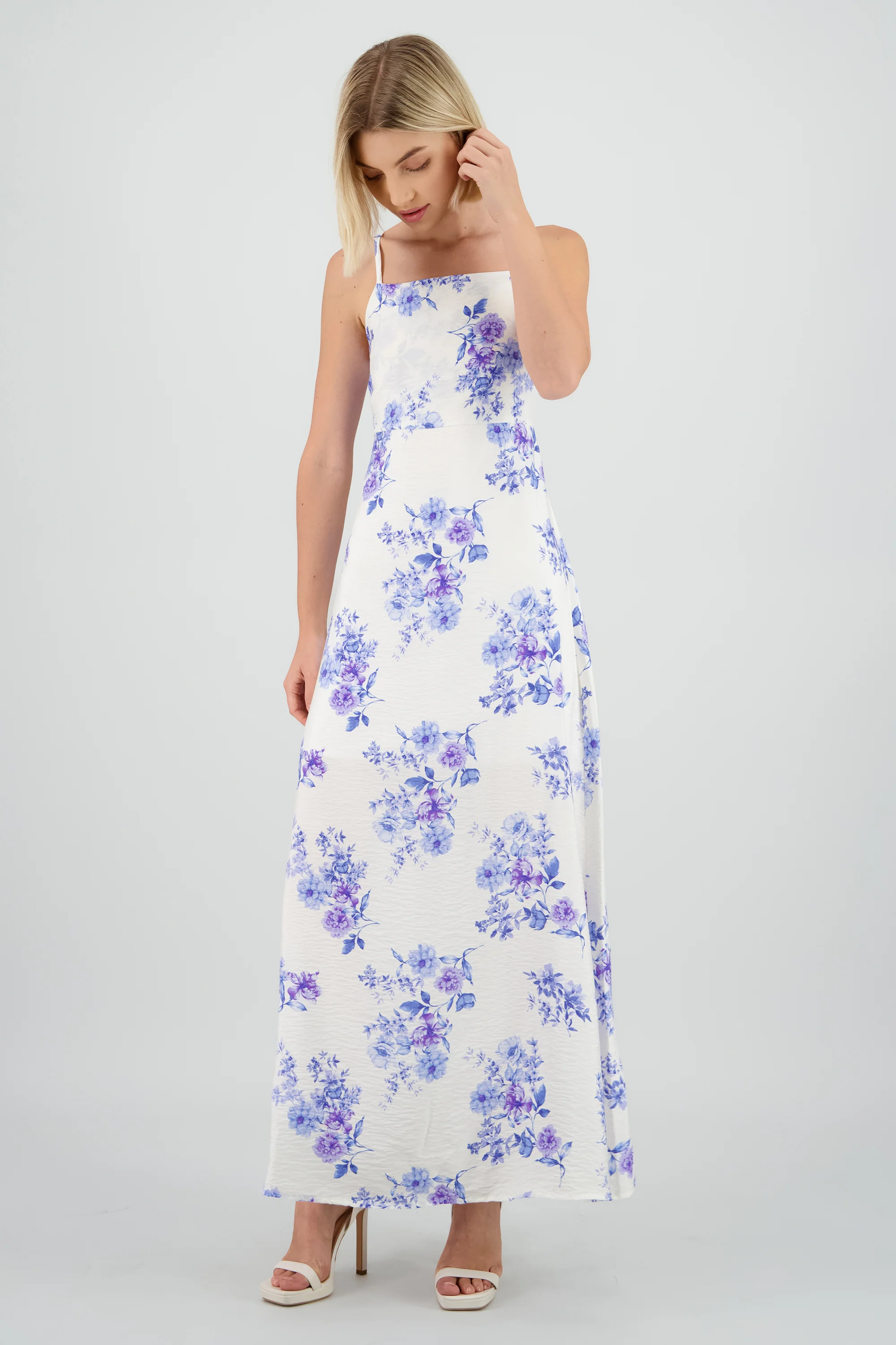 Vestido midi escote cuadrado tirantes - Image 2