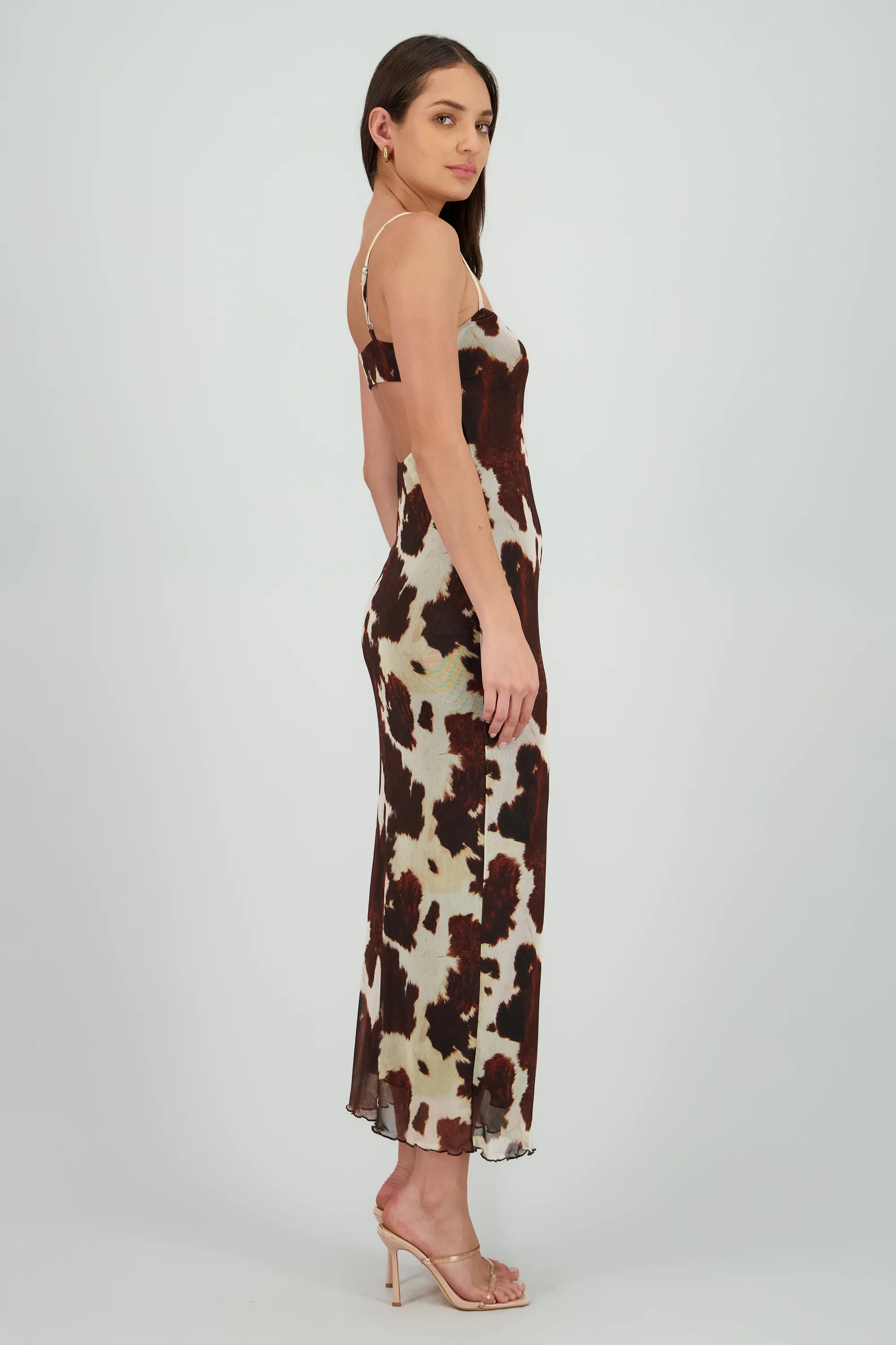Vestido midi escote v animal print - Image 3