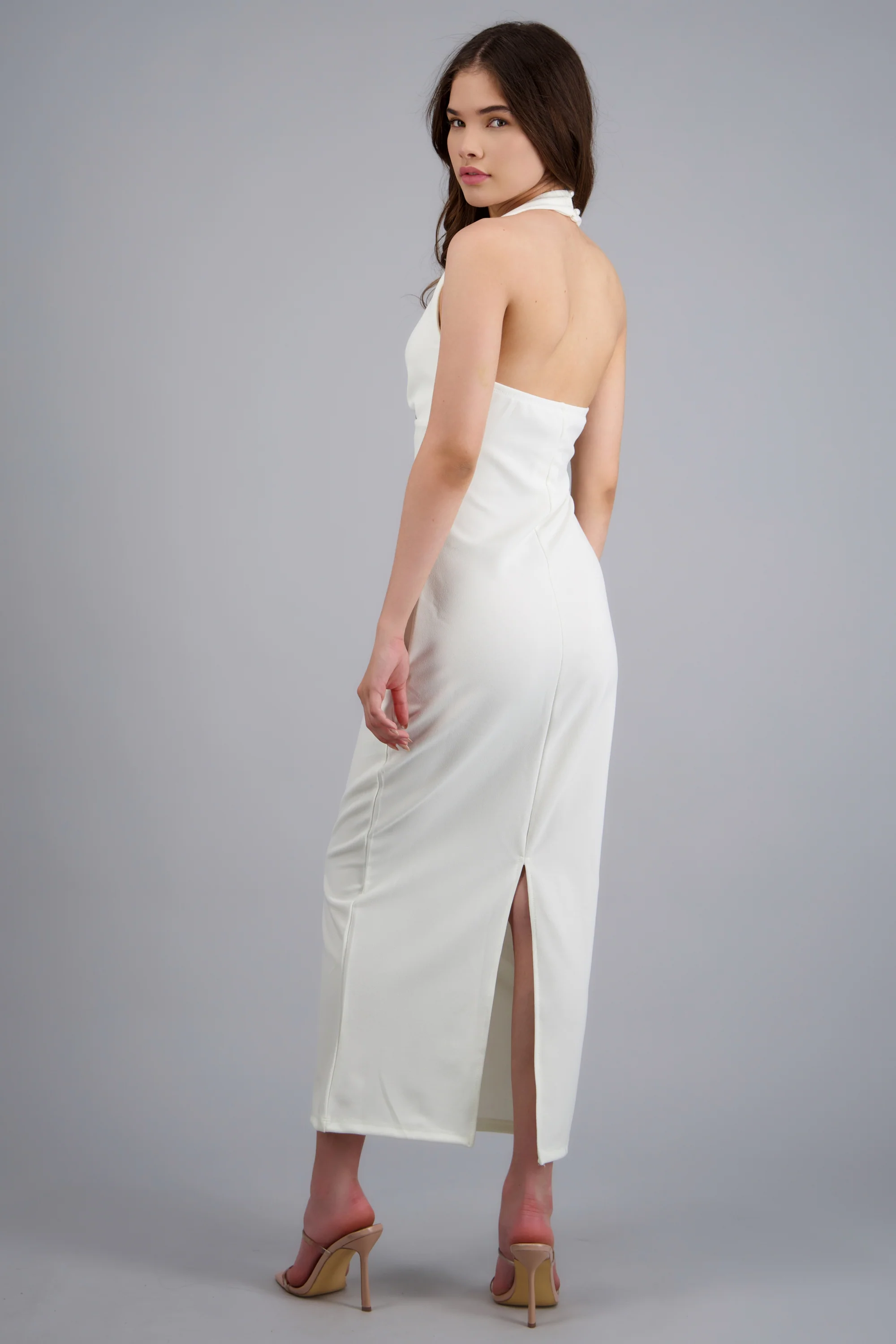 Vestido midi halter liso - Image 4