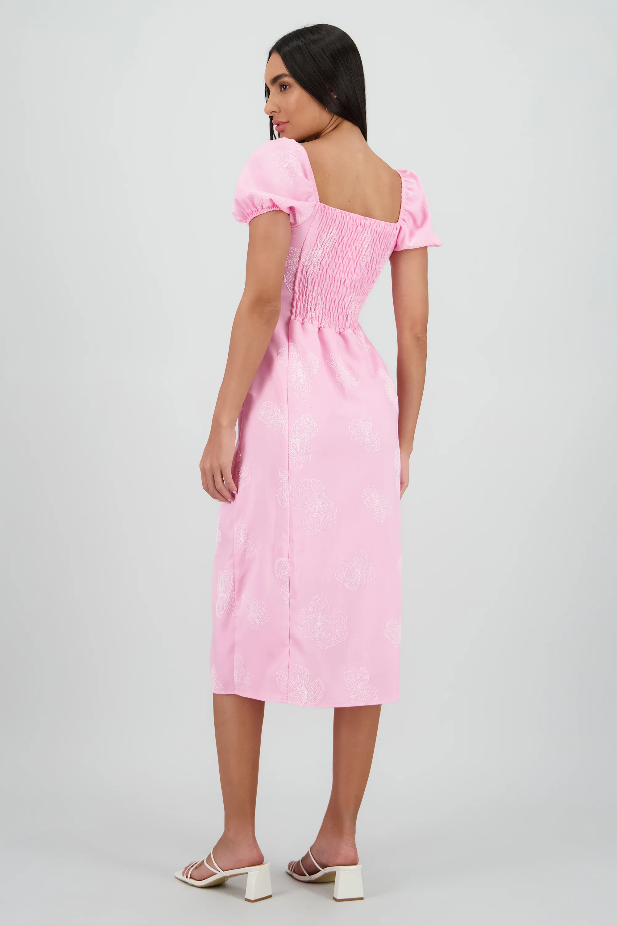Vestido midi manga abullonada frunces - Image 4