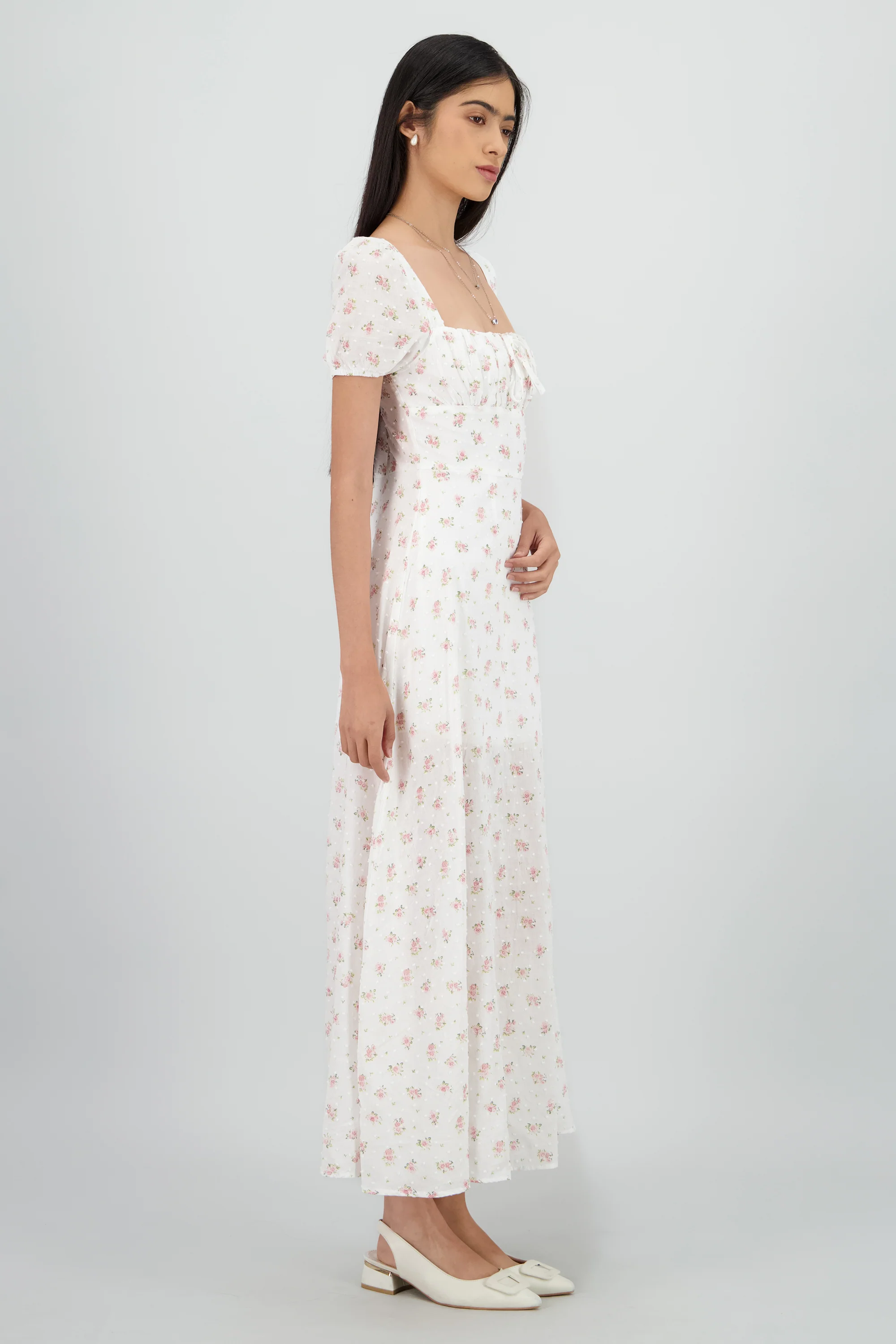 Vestido midi mini flores textura - Image 3