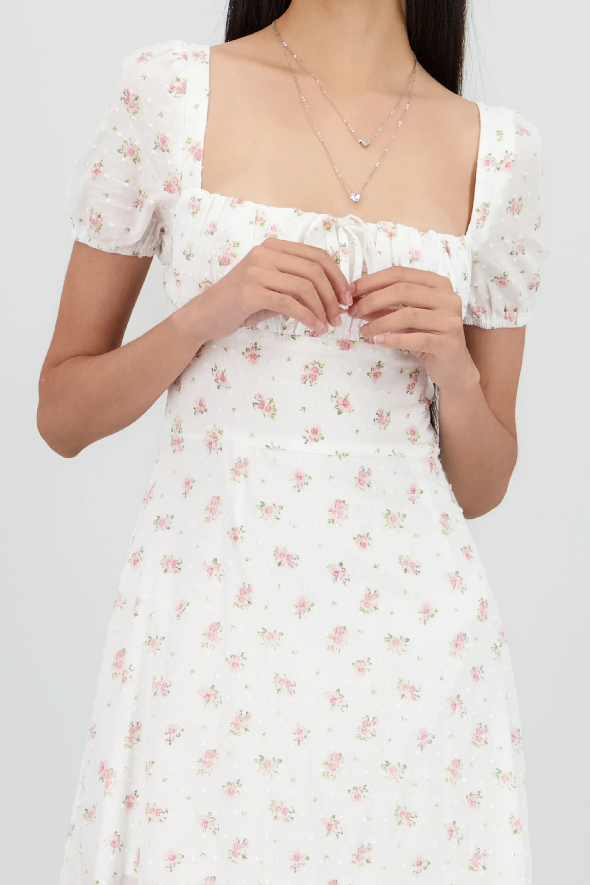 Vestido midi mini flores textura - Image 5