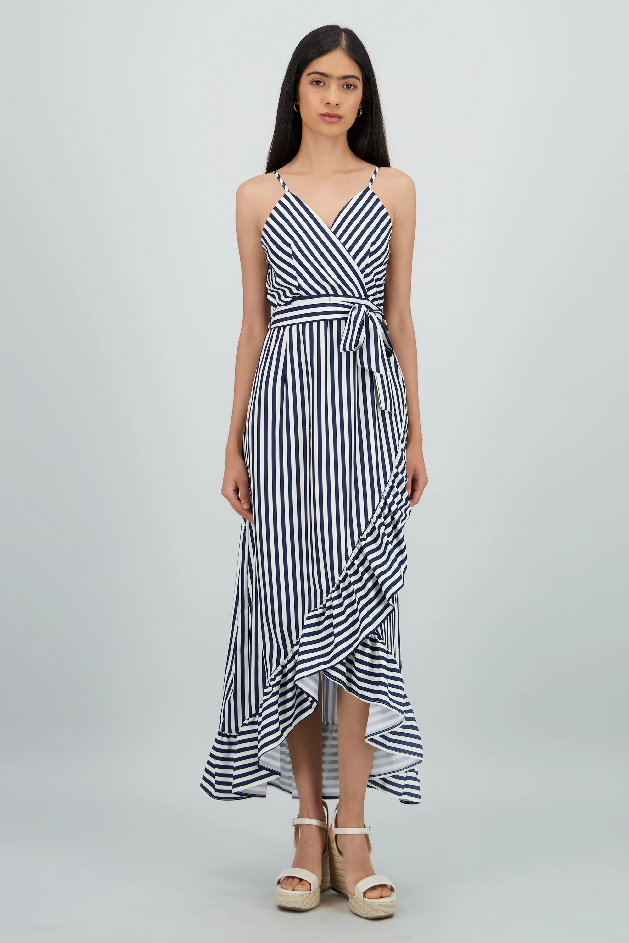 Vestido midi olanes rayas