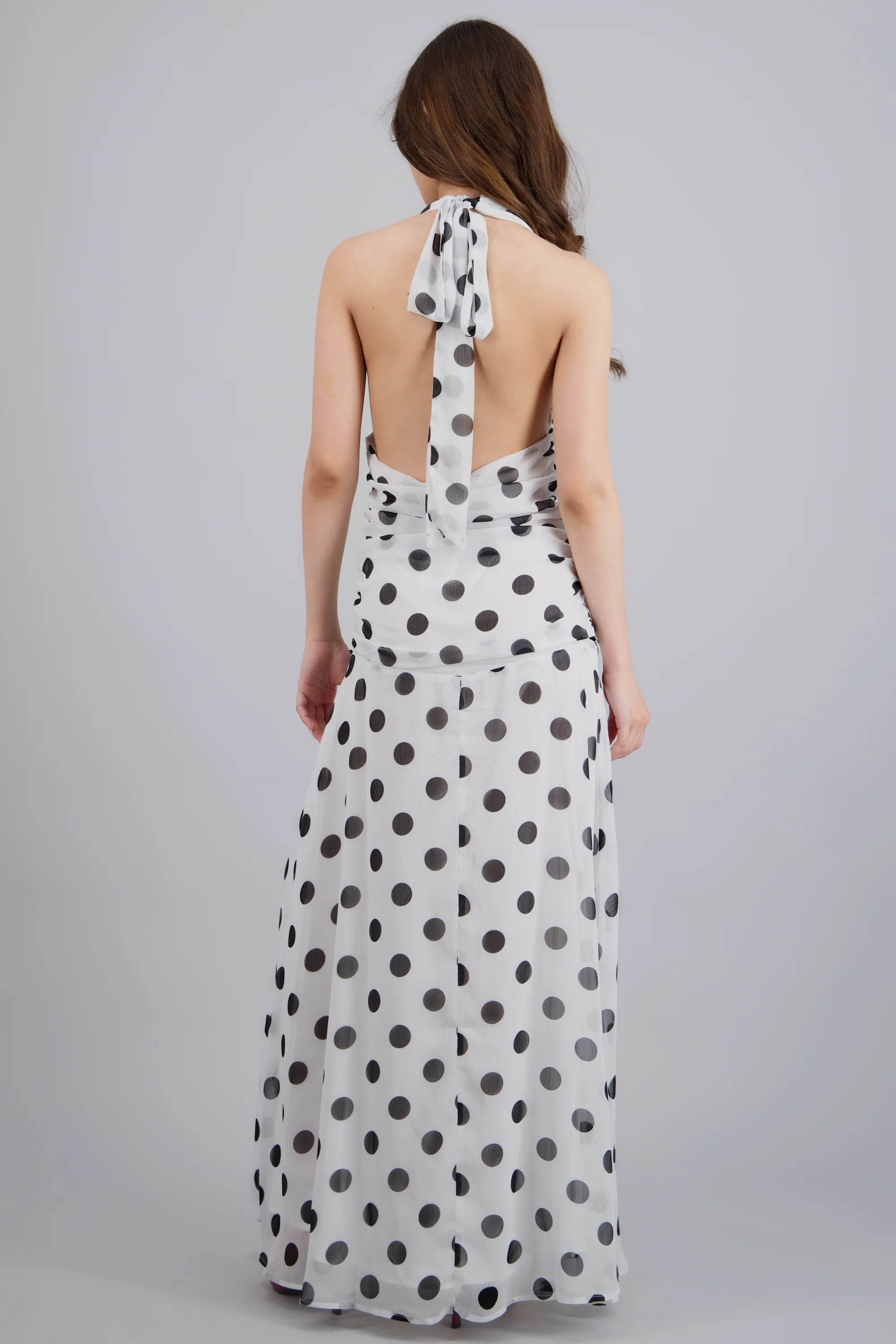 Vestido midi polka detalle drapeado - Image 4