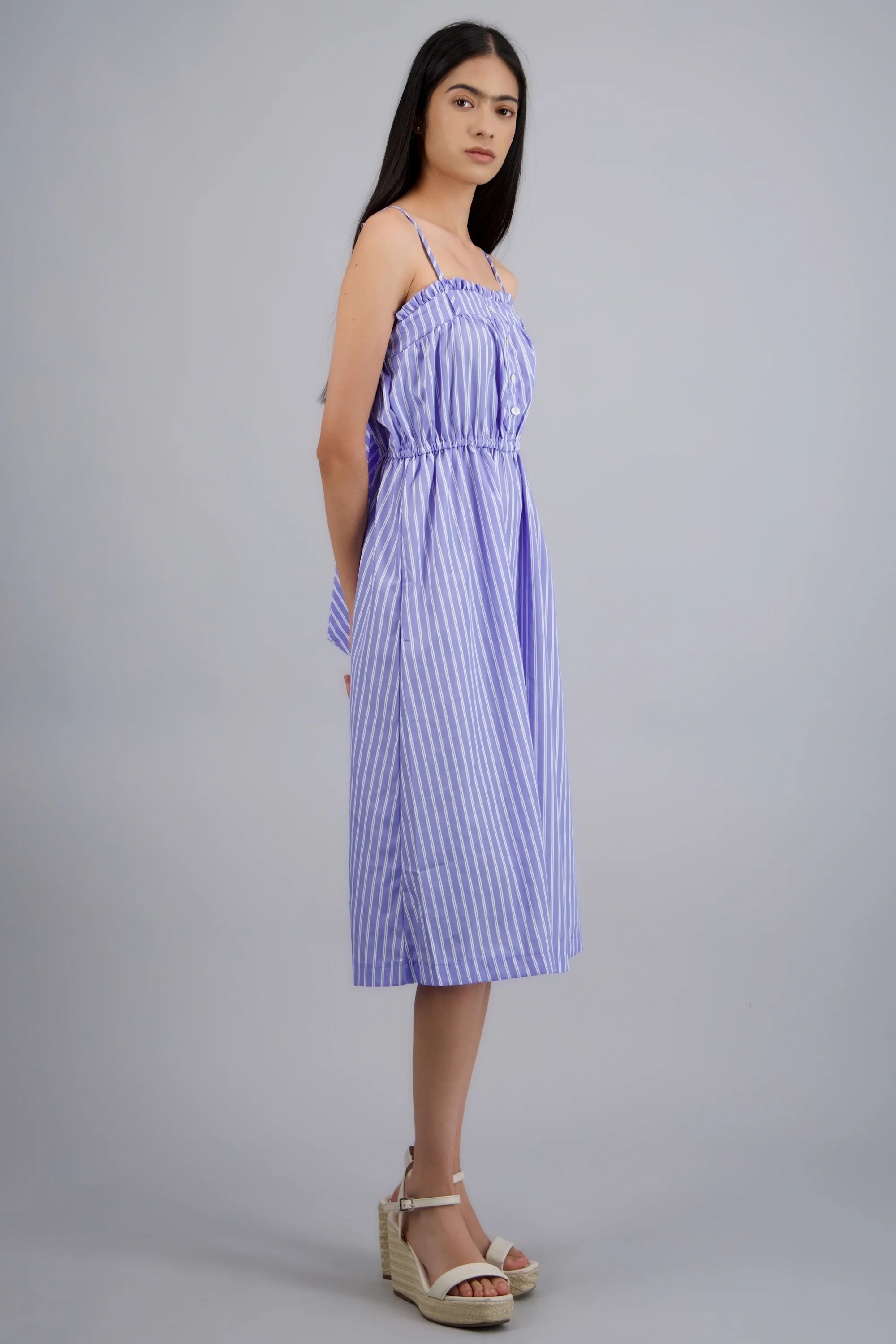 VESTIDO MIDI TIRANTES DET MOÑO RAYAS - Image 4