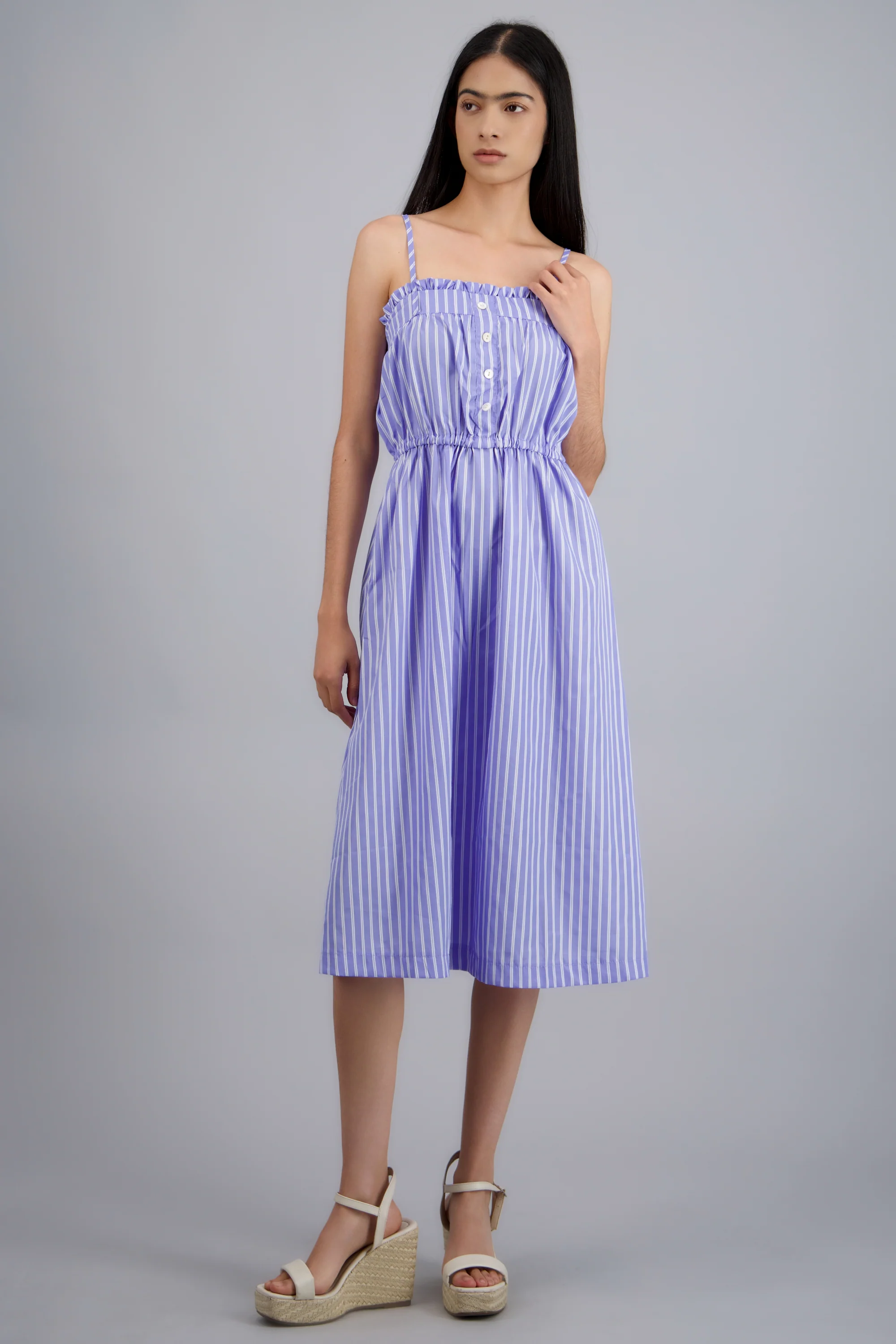VESTIDO MIDI TIRANTES DET MOÑO RAYAS - Image 7