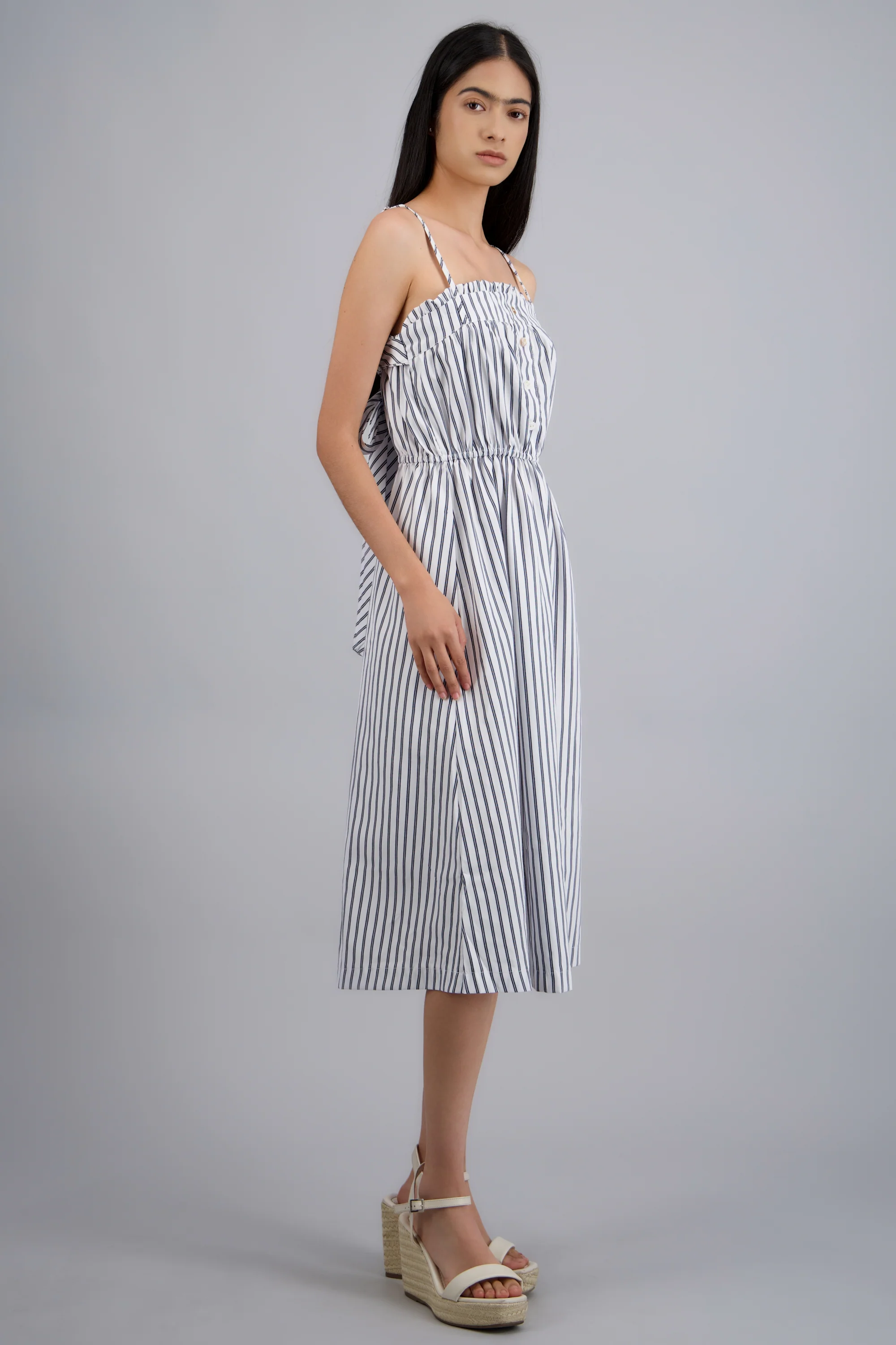 VESTIDO MIDI TIRANTES DET MOÑO RAYAS - Image 4