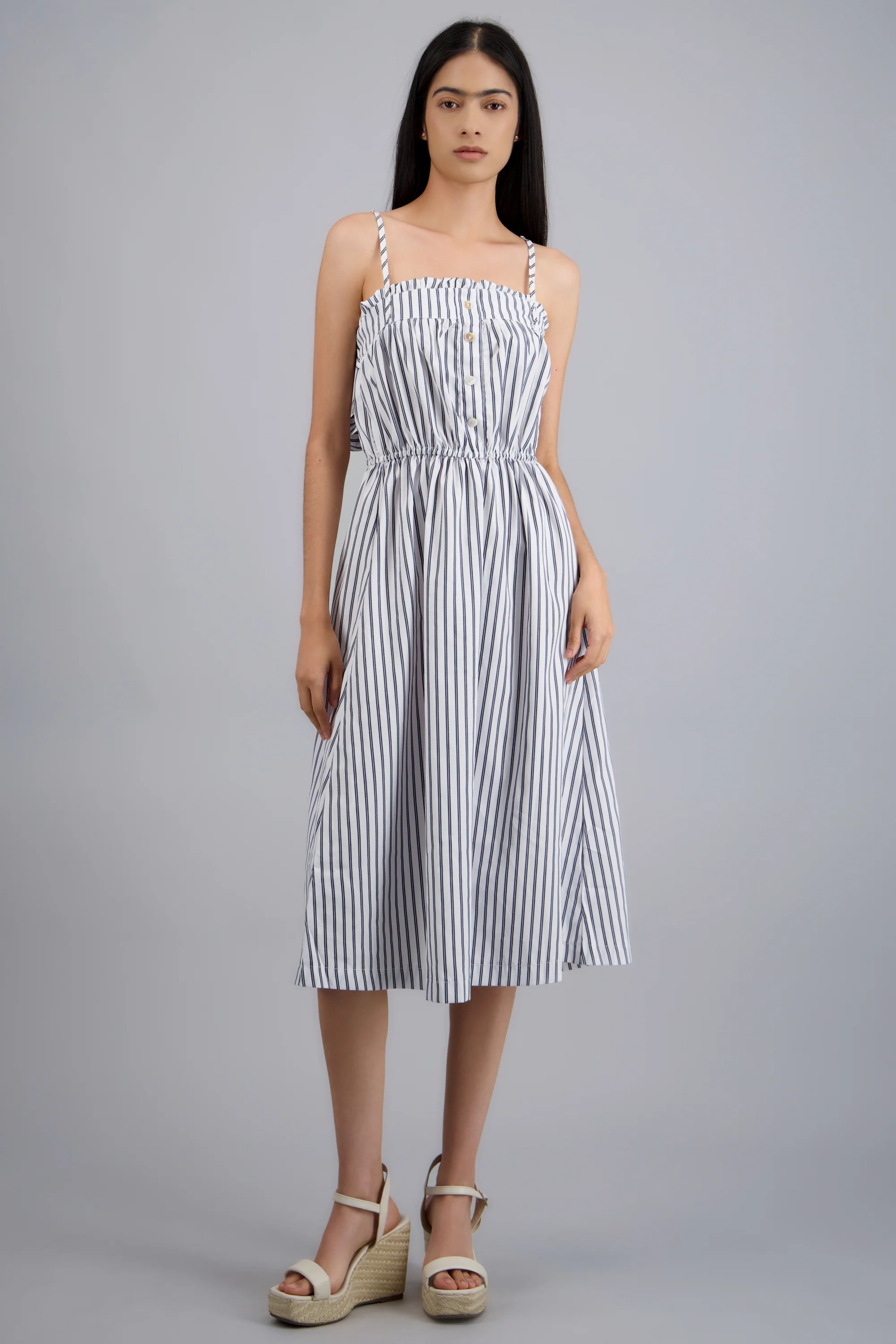 VESTIDO MIDI TIRANTES DET MOÑO RAYAS - Image 7