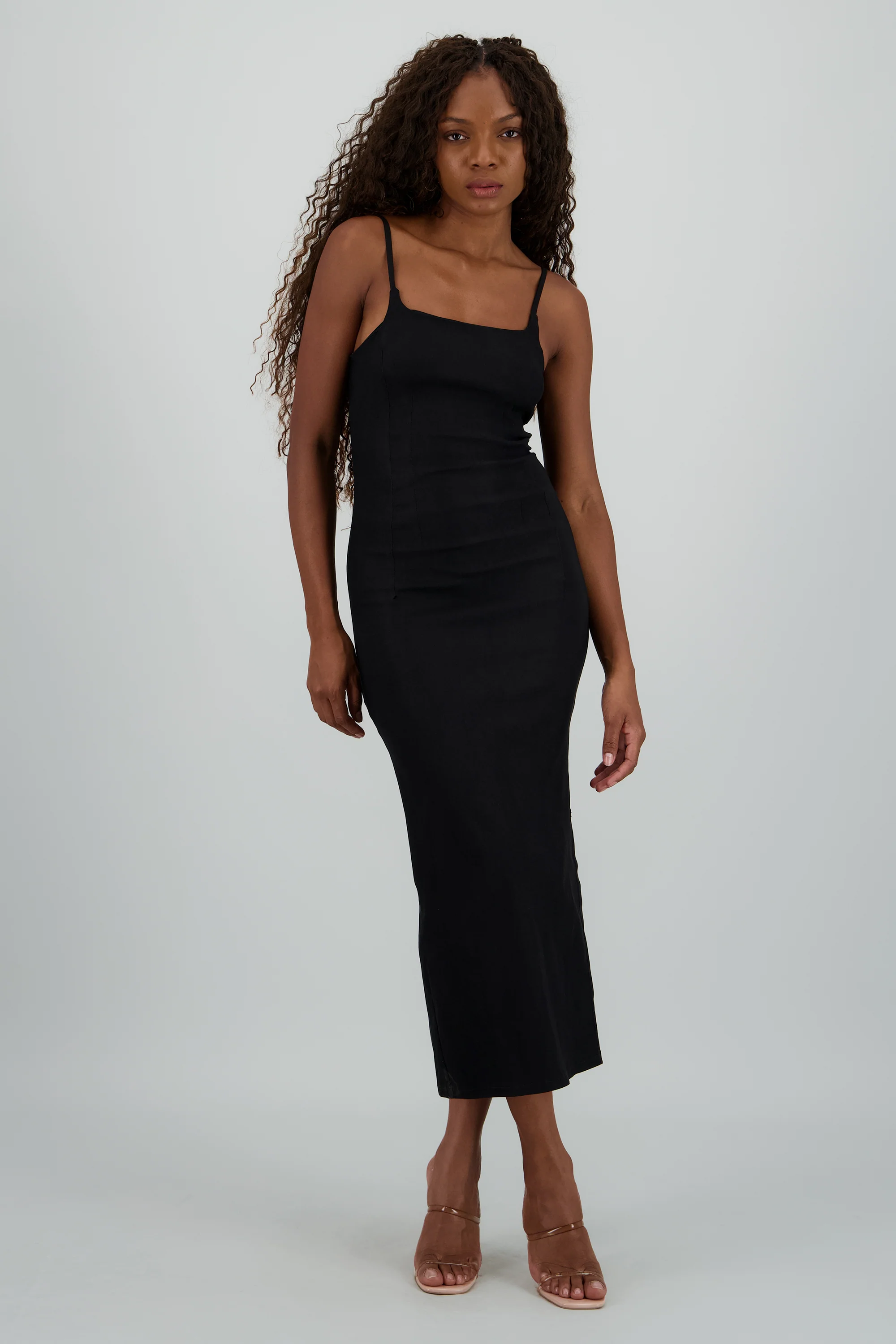 Vestido midi tirantes detalle cortes - Image 2