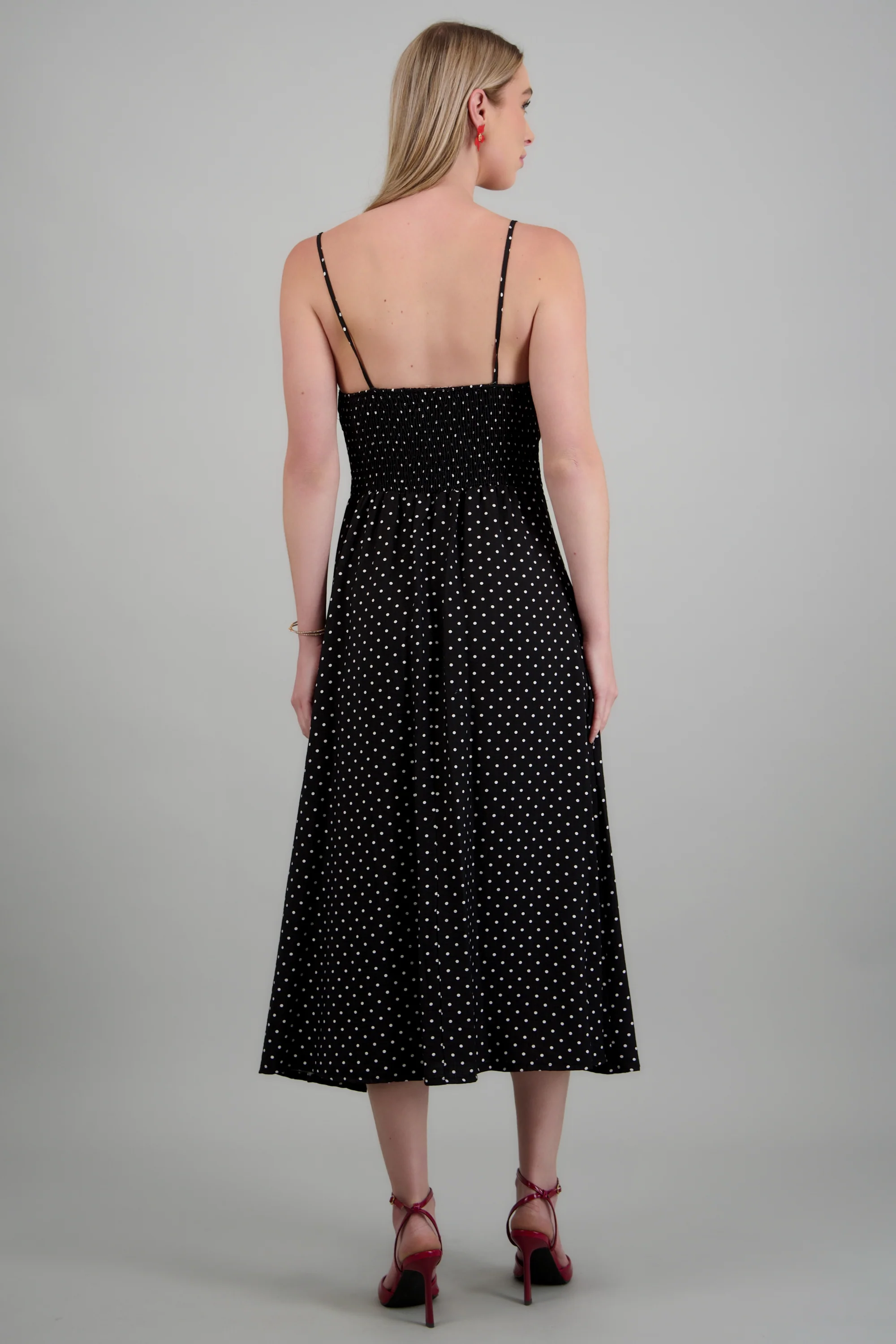Vestido midi tirantes polka dots - Image 4