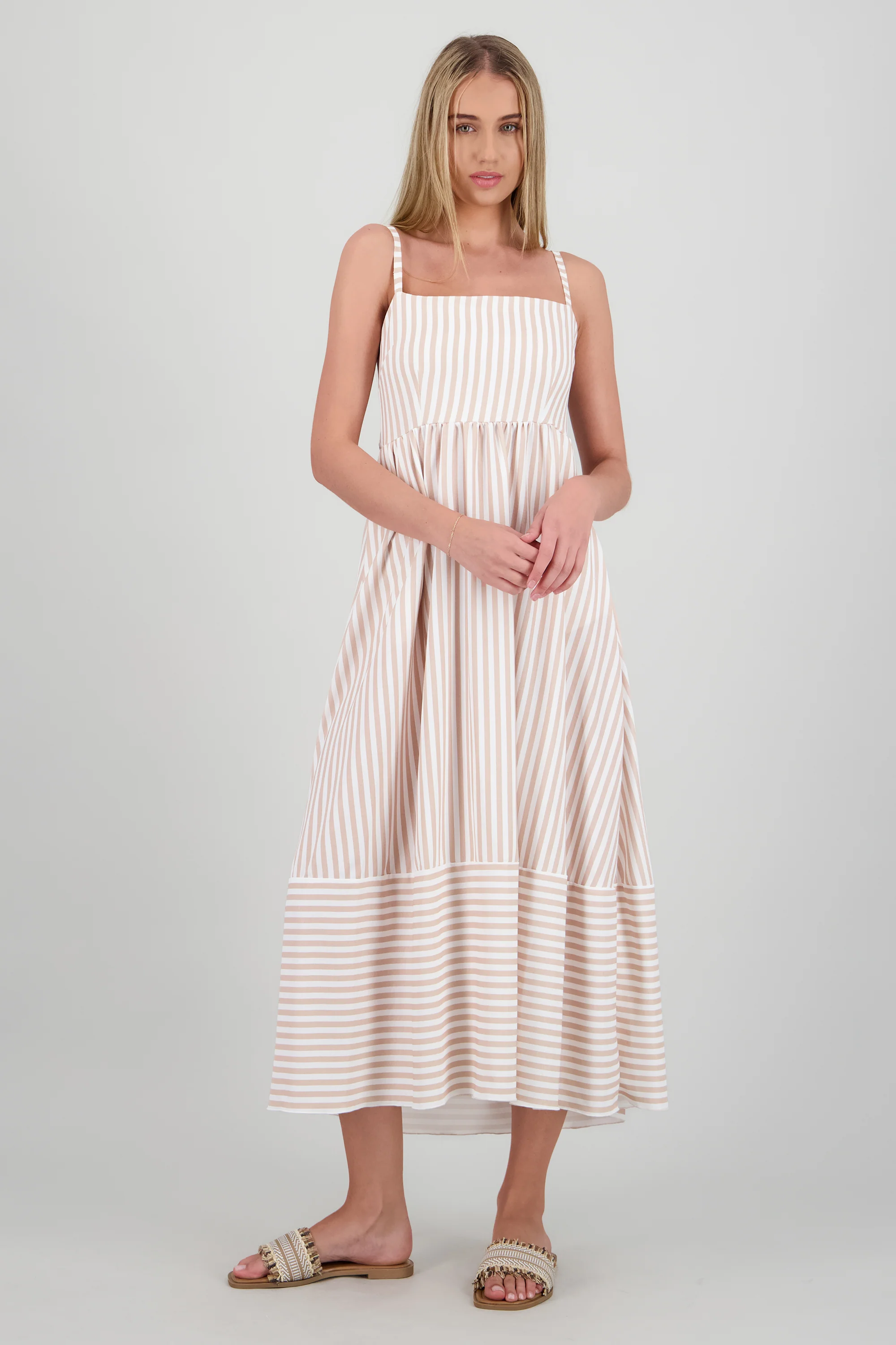 Vestido midi tirantes rayas - Image 2