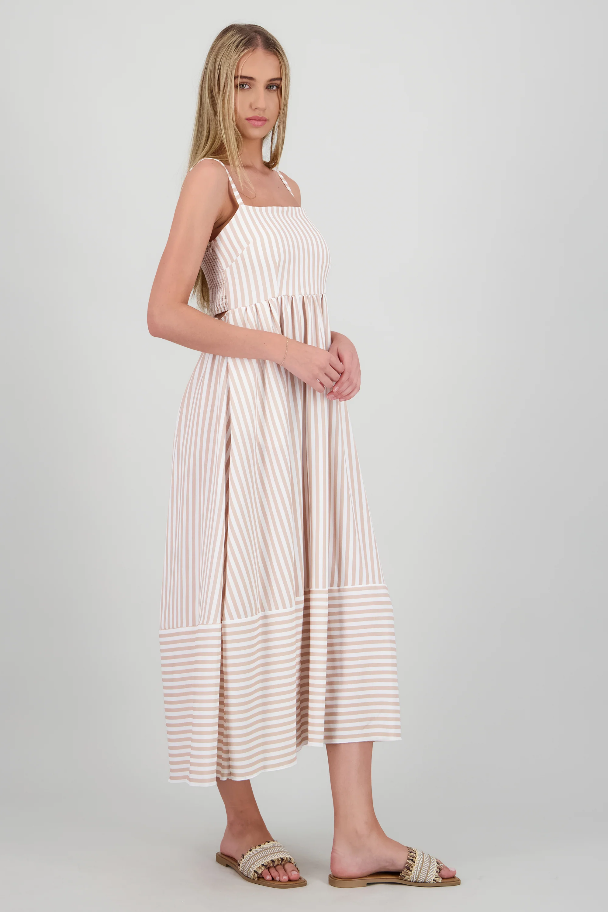 Vestido midi tirantes rayas - Image 3