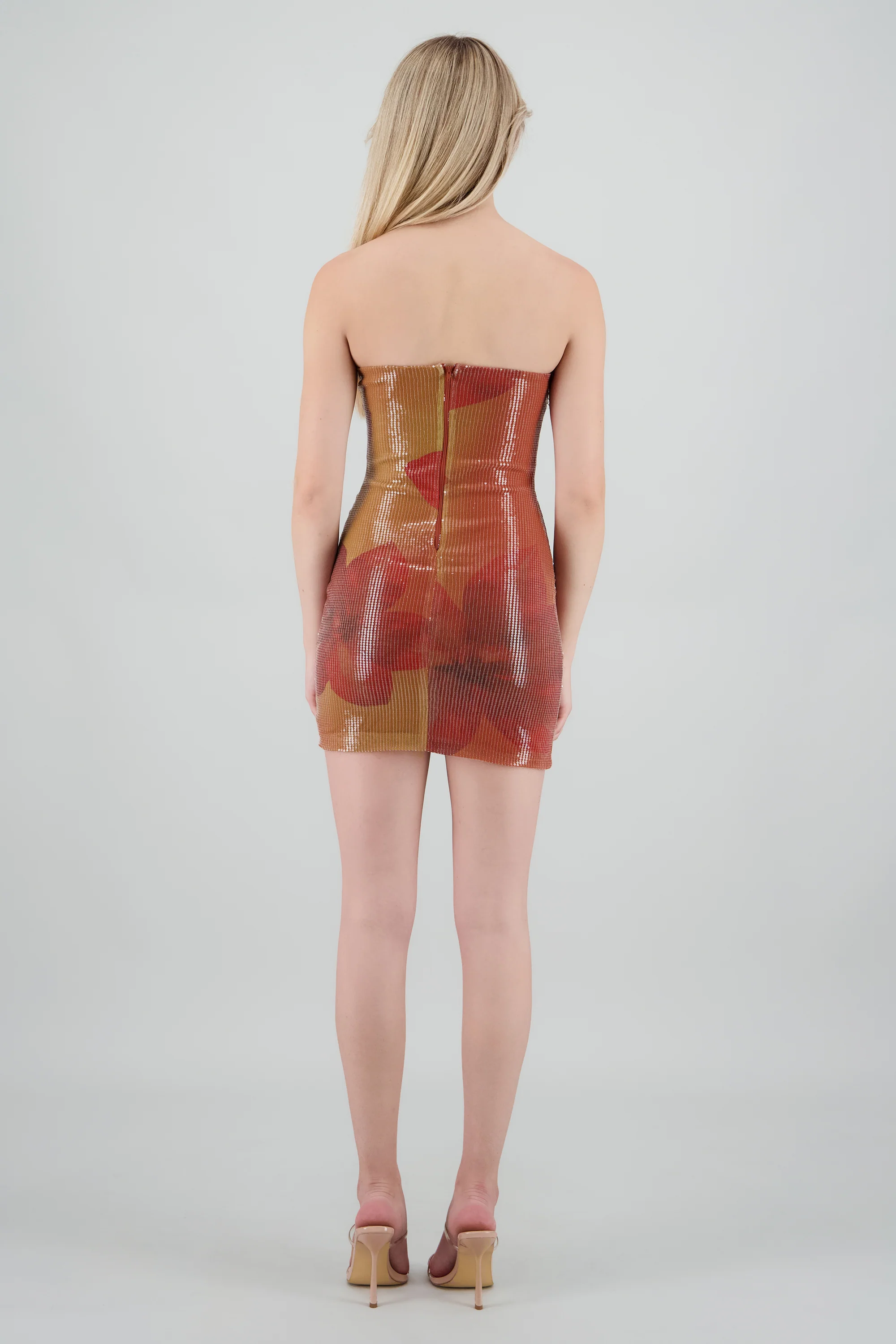 Vestido mini bandeau flores lentejuelas - Image 4