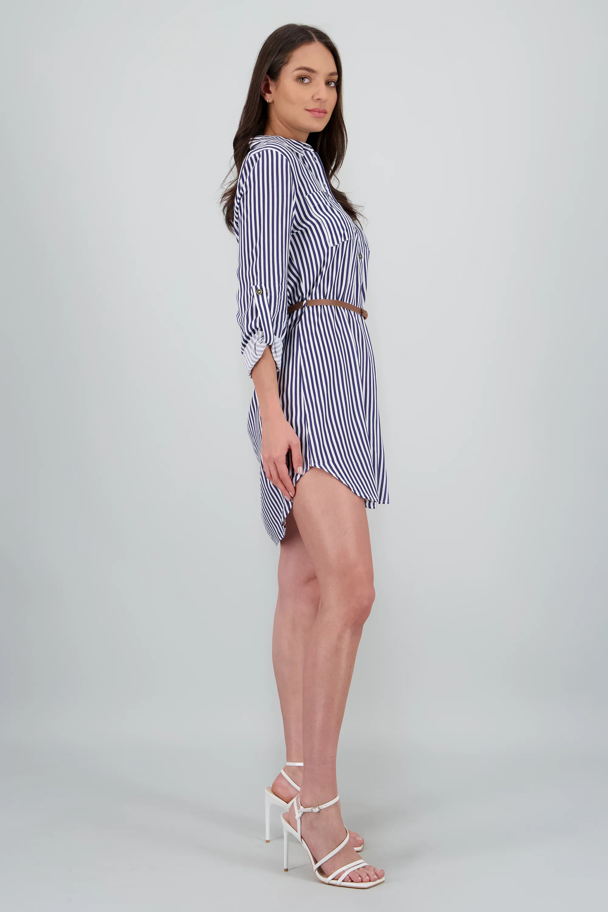 Vestido Mini Camisero Estampado Rayas - Image 3