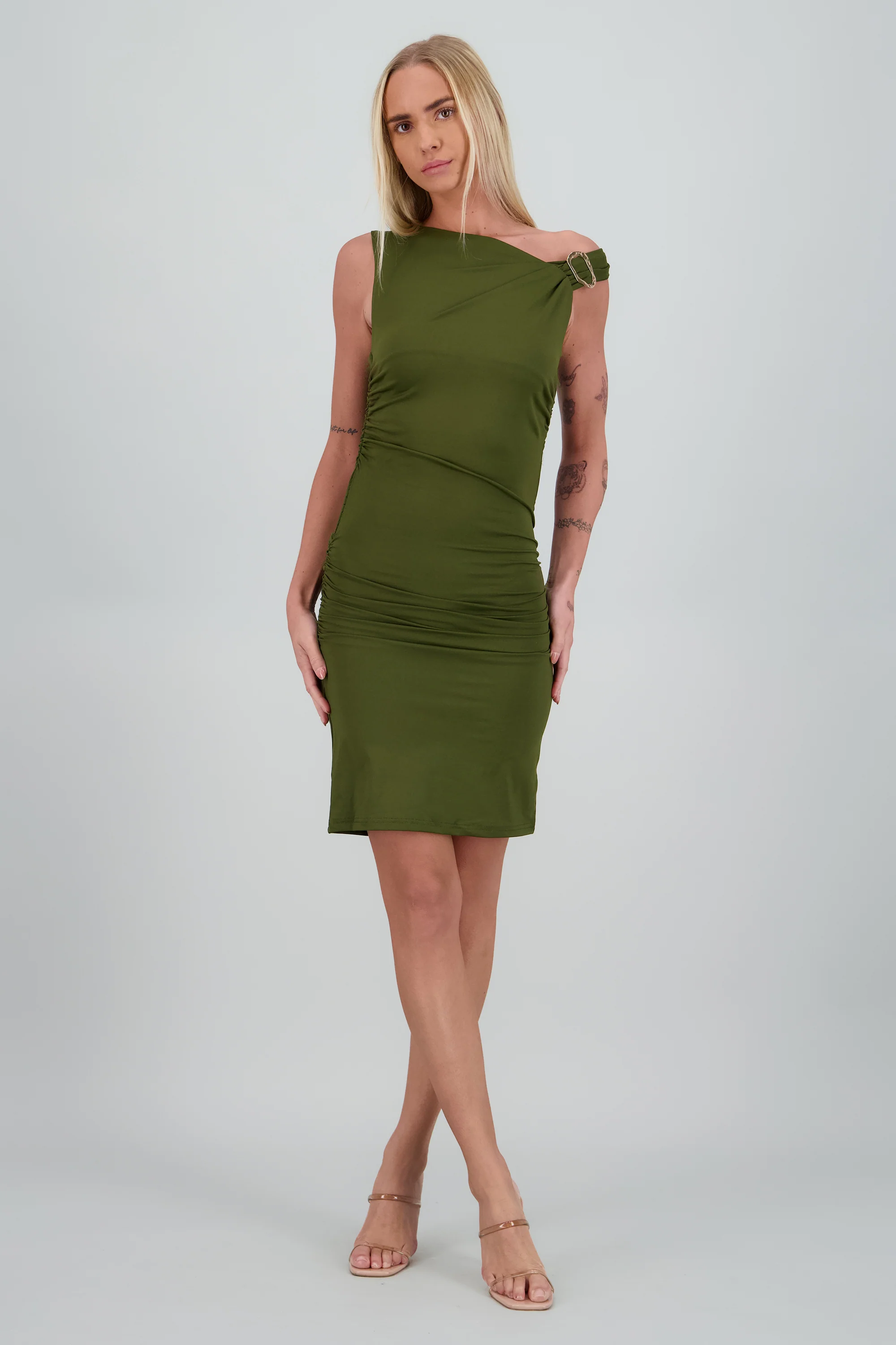 Vestido mini detalle drapeado