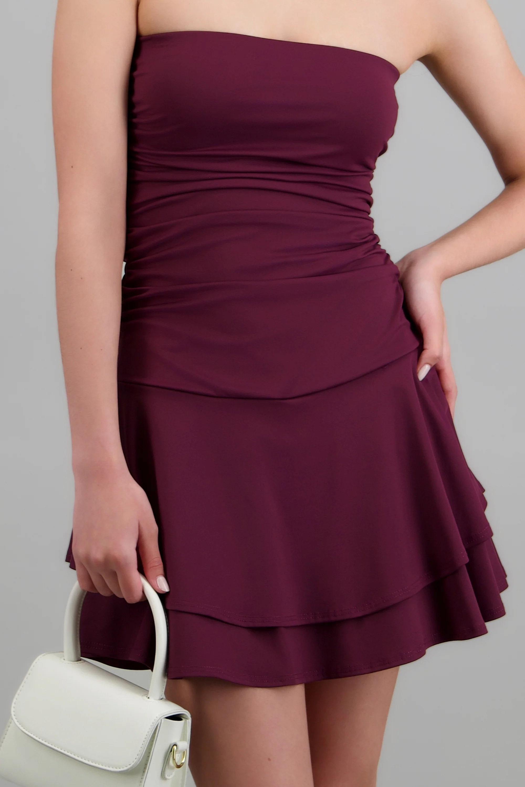 Vestido mini drapeado strapless - Image 5