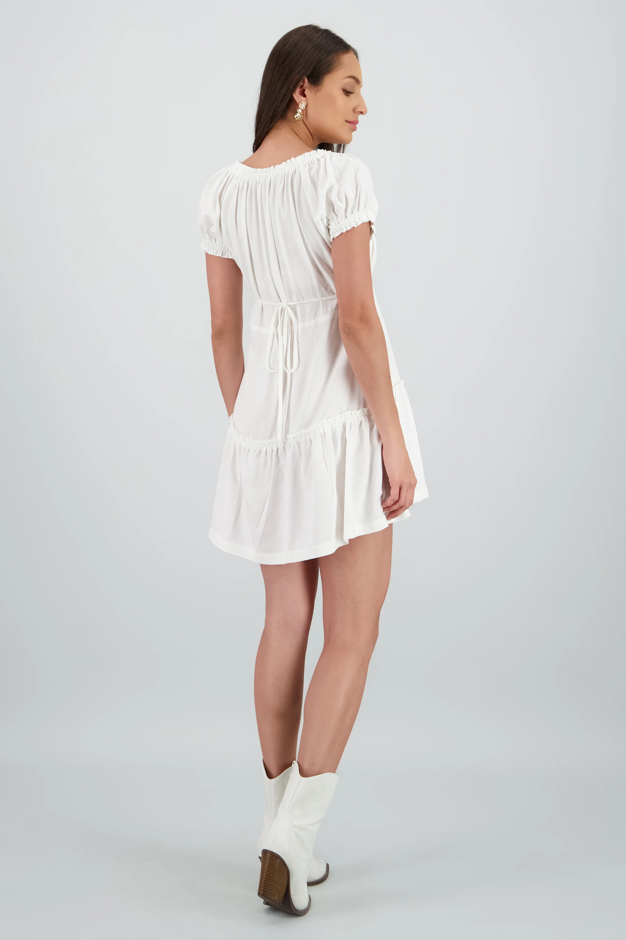 Vestido mini manga corta con botones - Image 4