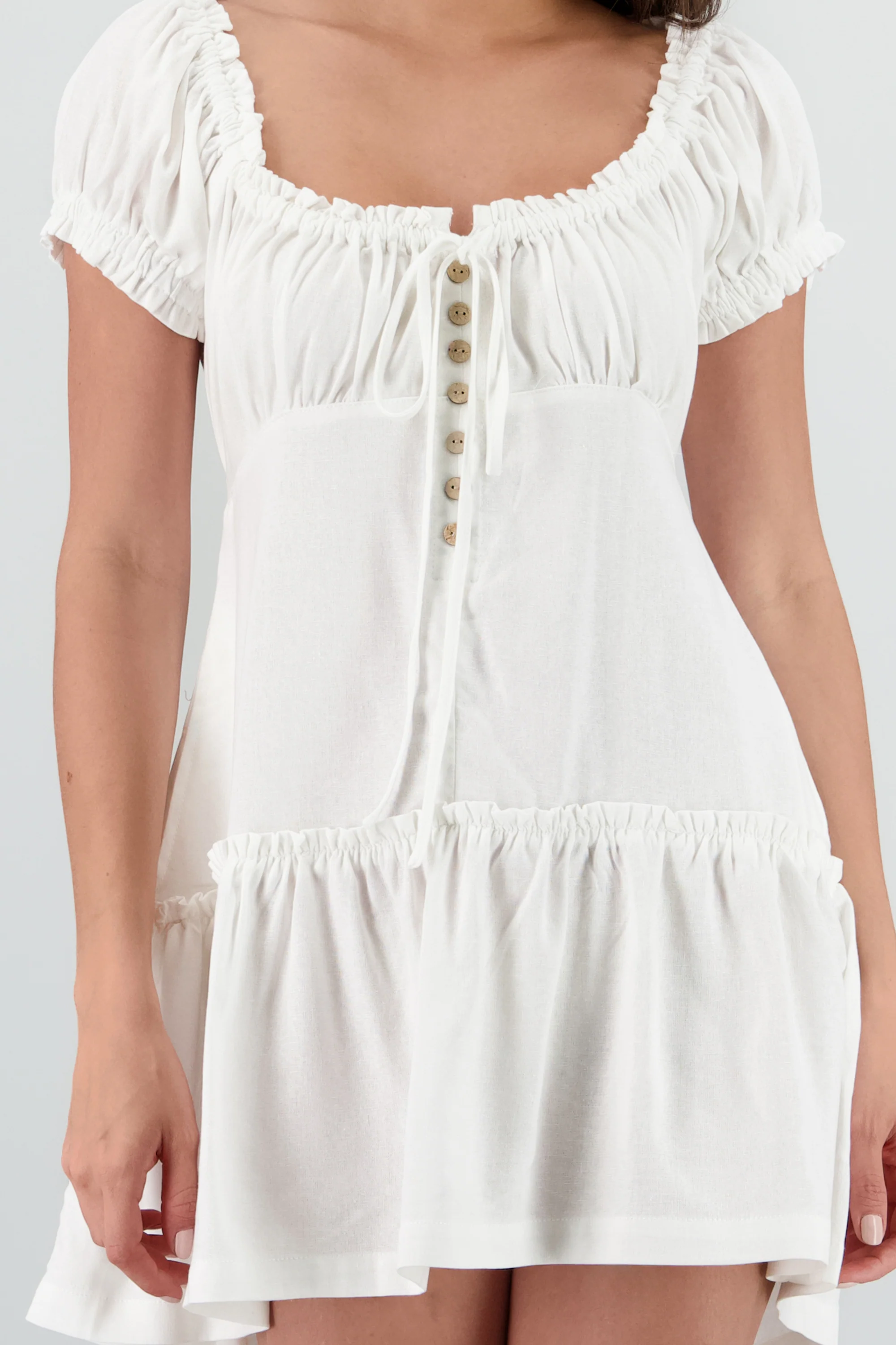 Vestido mini manga corta con botones - Image 5