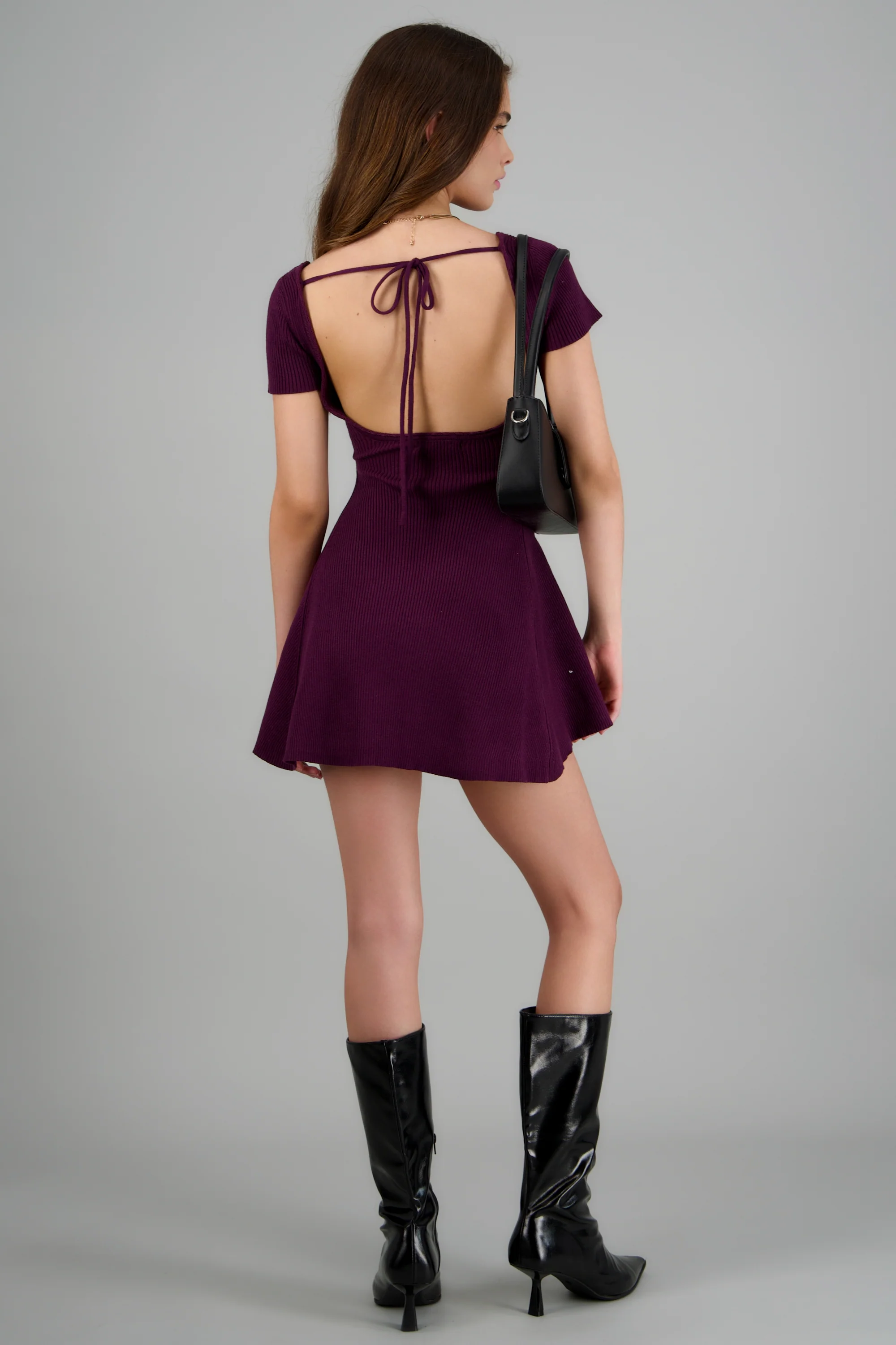 Vestido mini manga corta tejido - Image 4