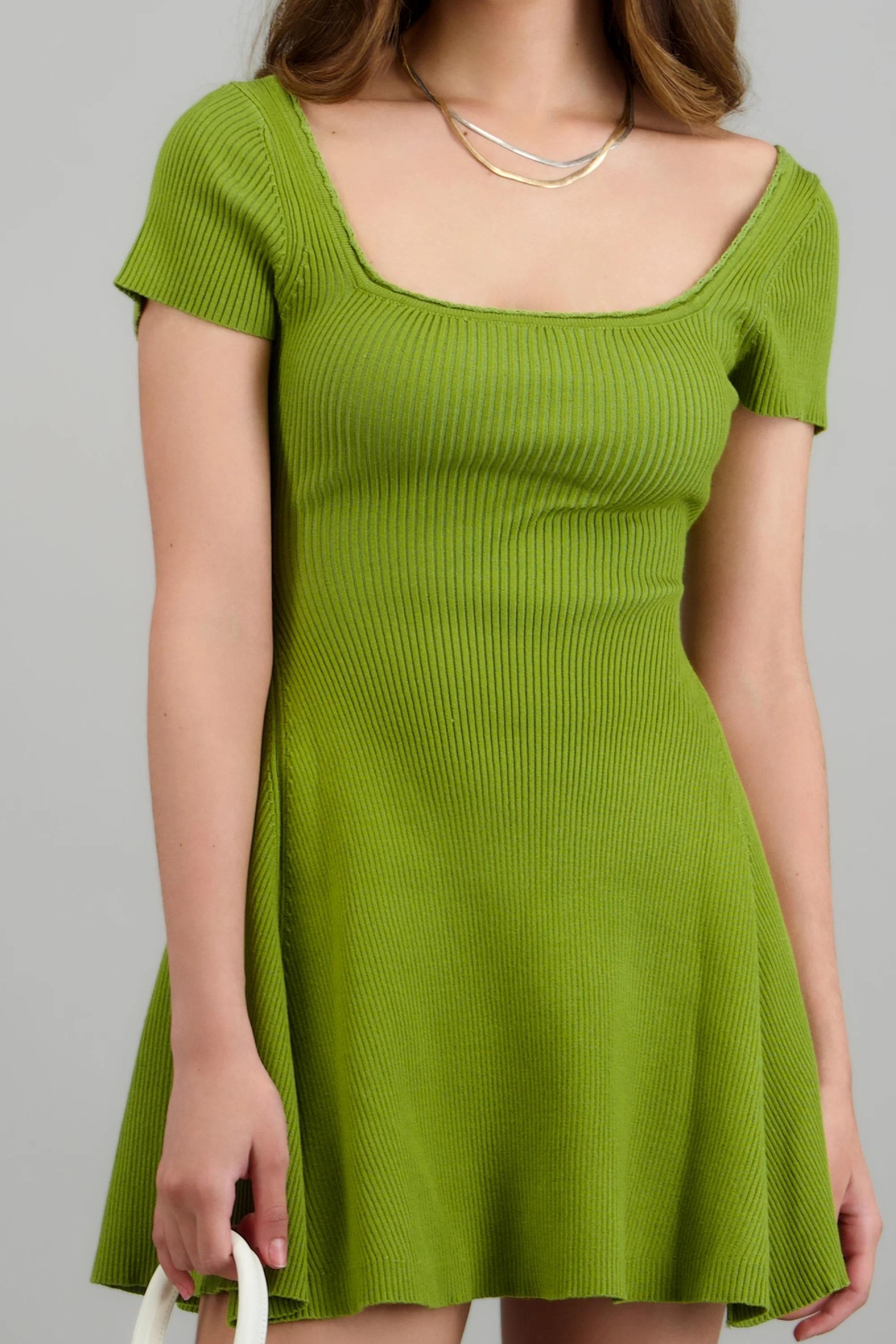 Vestido mini manga corta tejido - Image 5