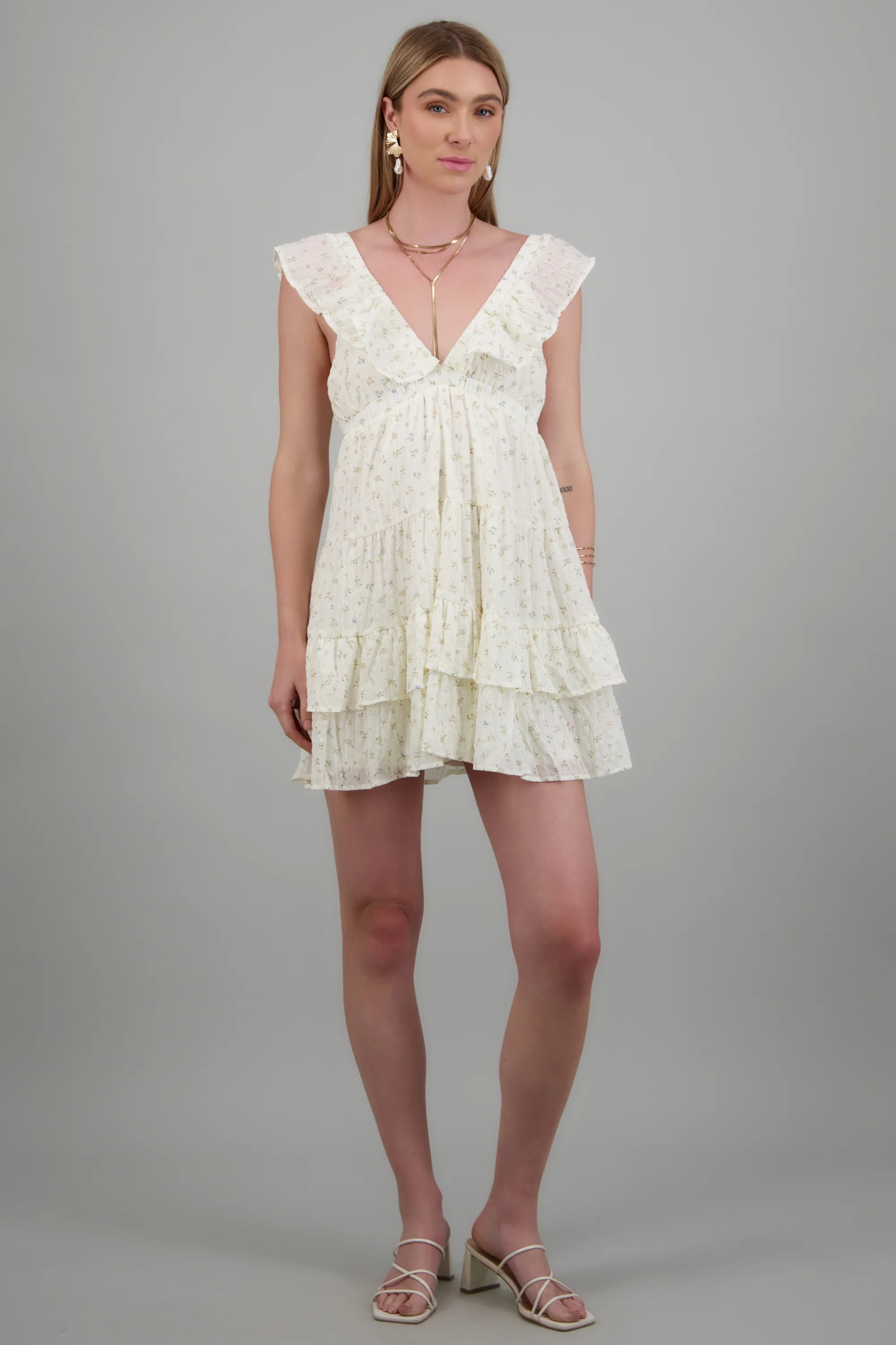 Vestido mini olanes detalle flores