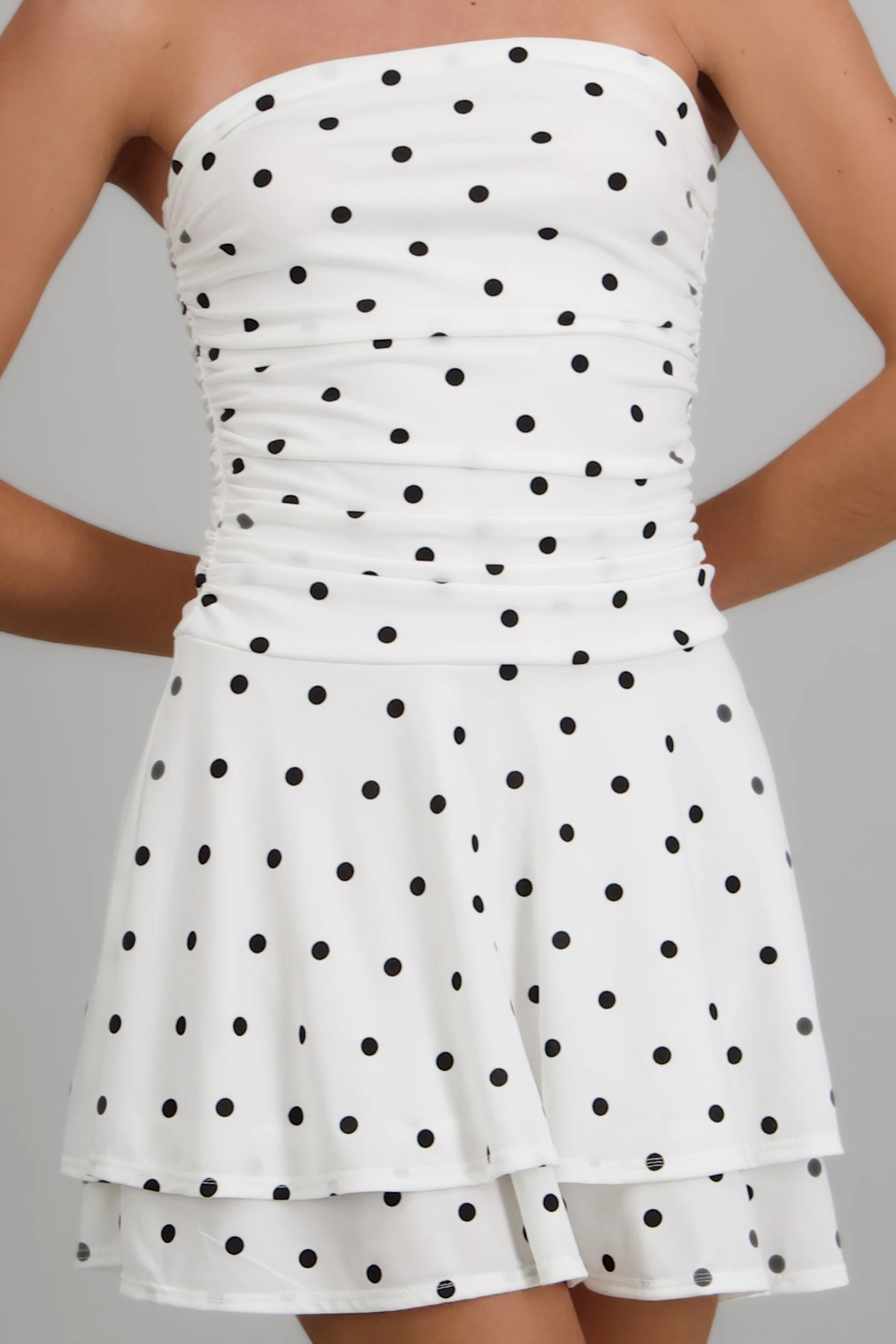 Vestido mini strapless polka dots - Image 5