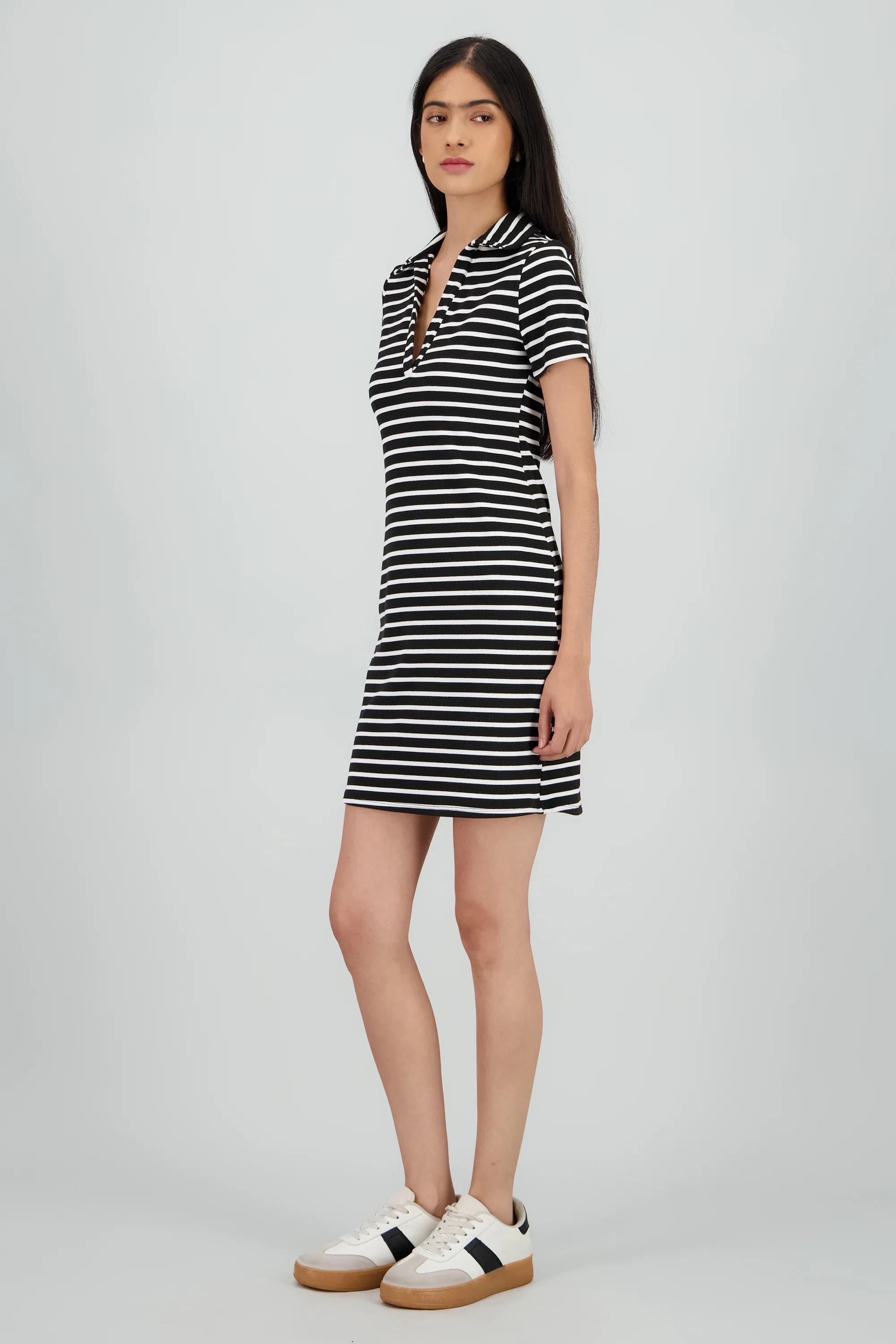 Vestido rayas mini cuello polo - Image 3