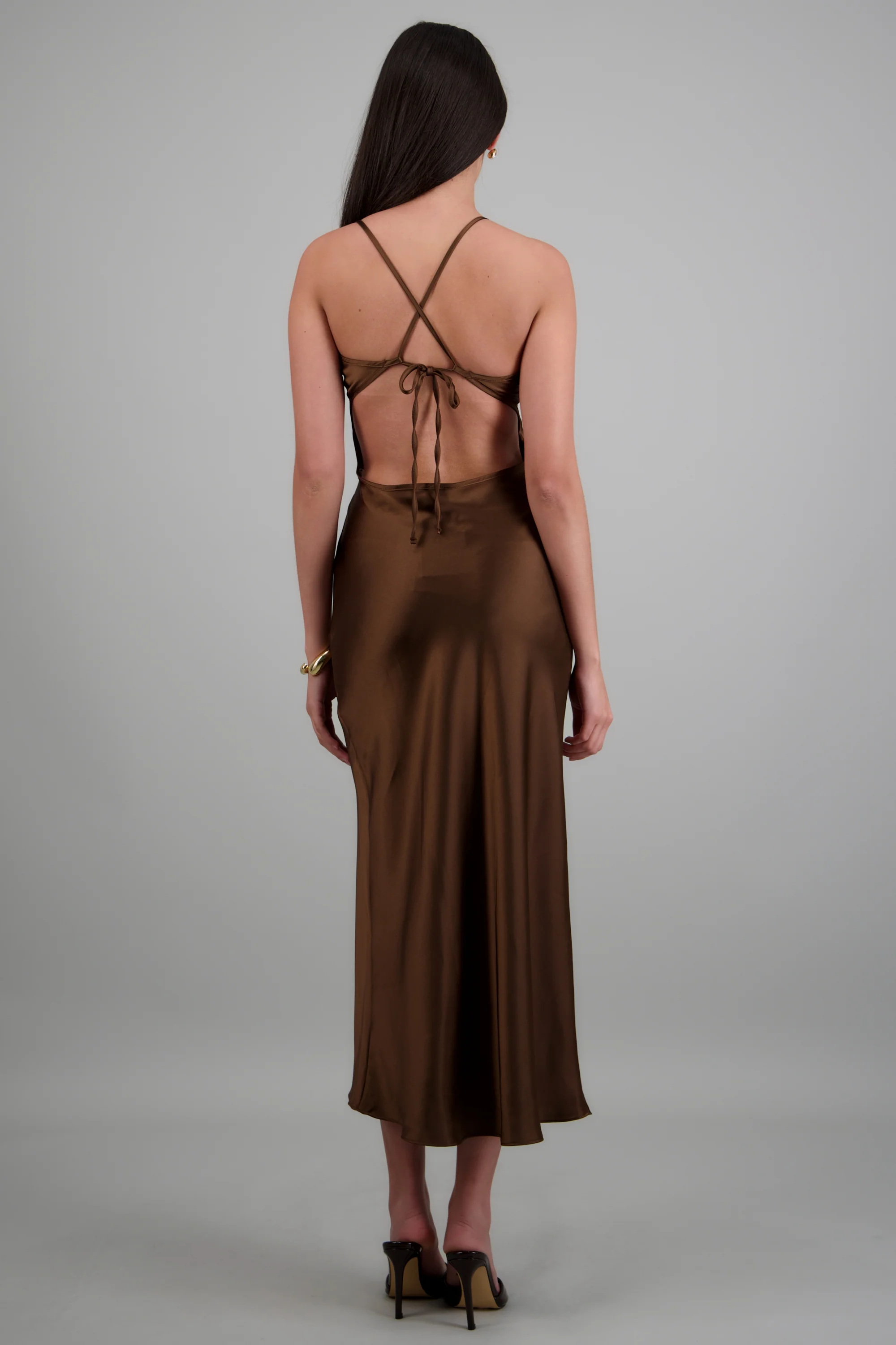 Vestido satin detalle escote cruce espalda - Image 4