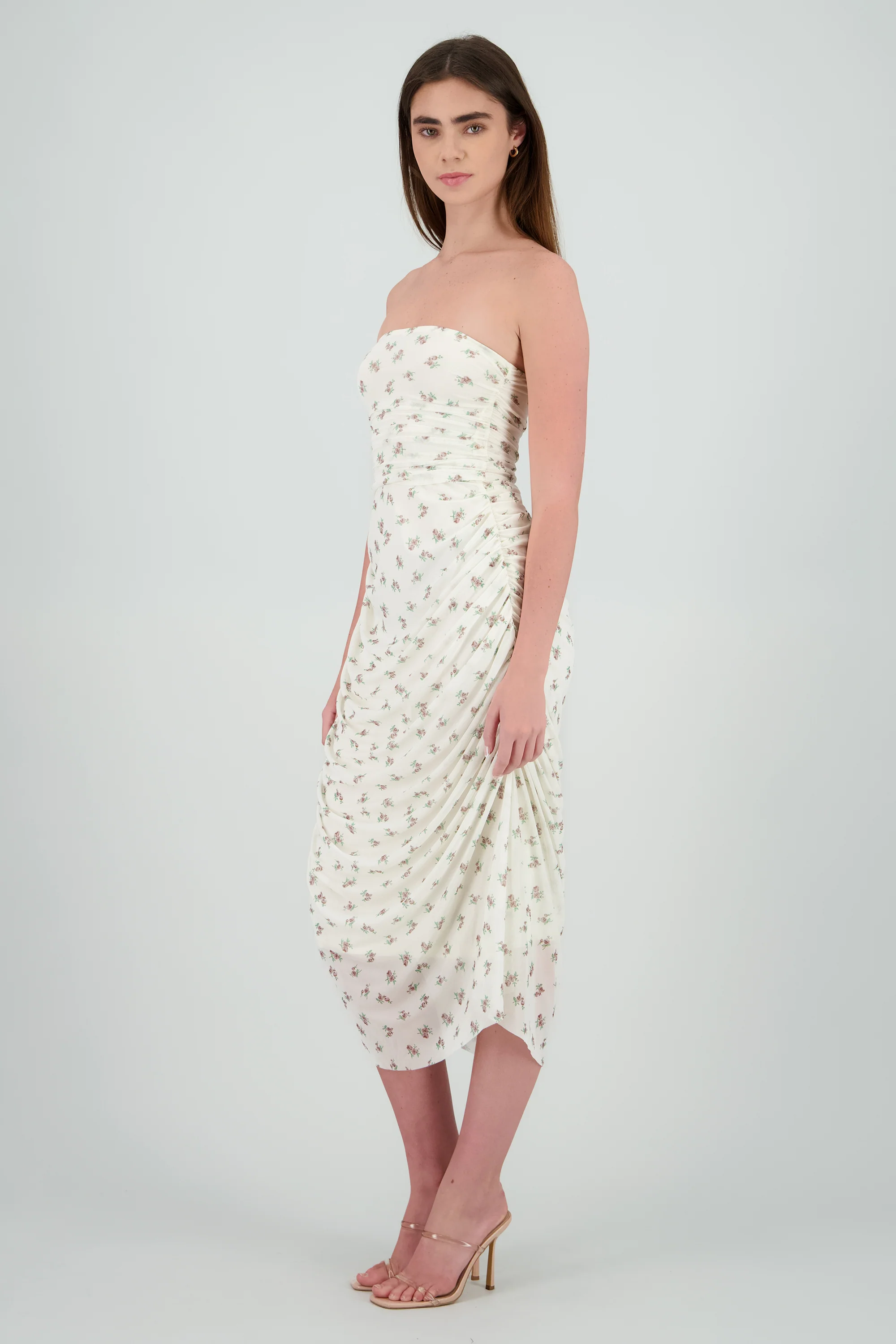 Vestido strapless de mesh estampado - Image 3