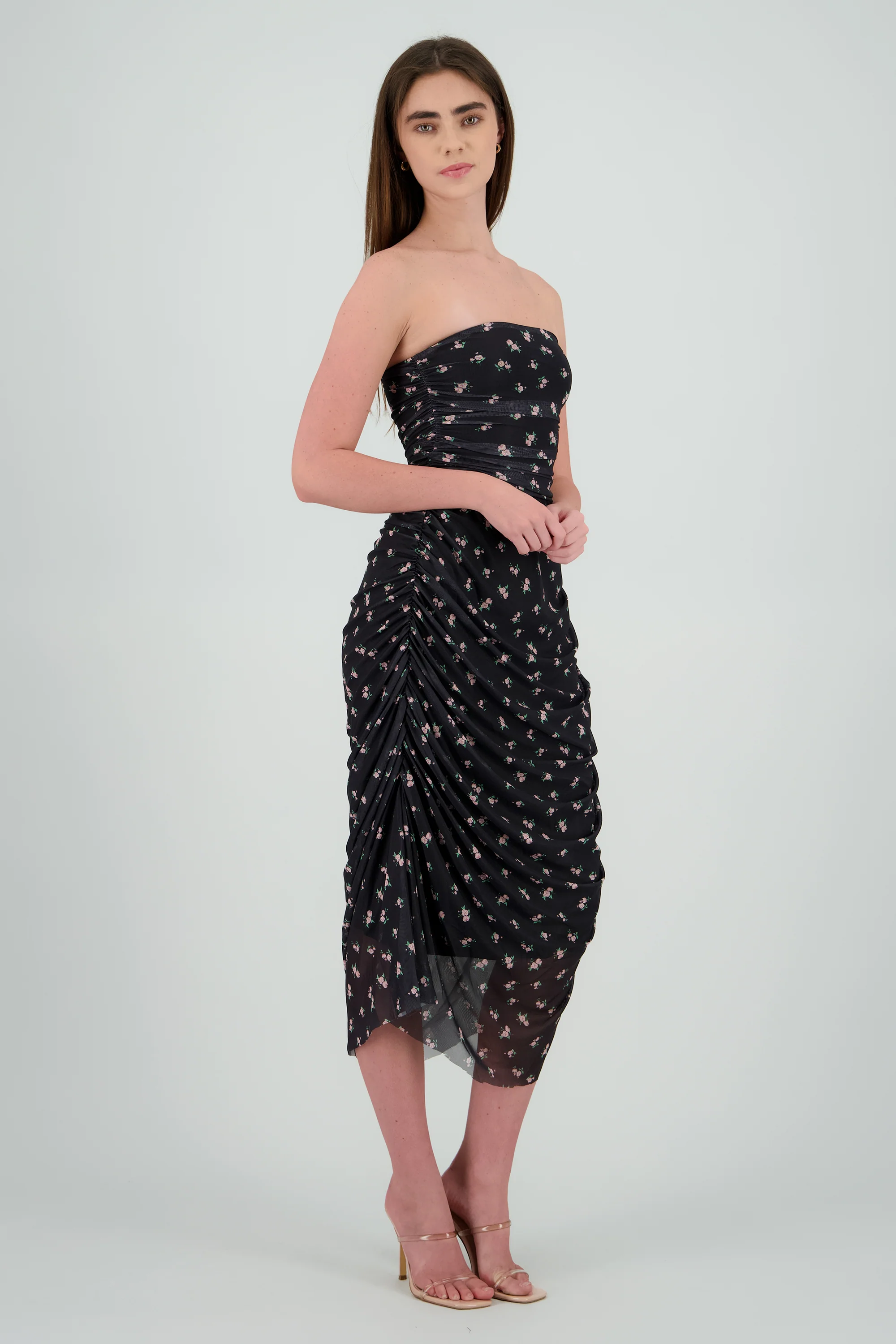 Vestido strapless de mesh estampado - Image 3