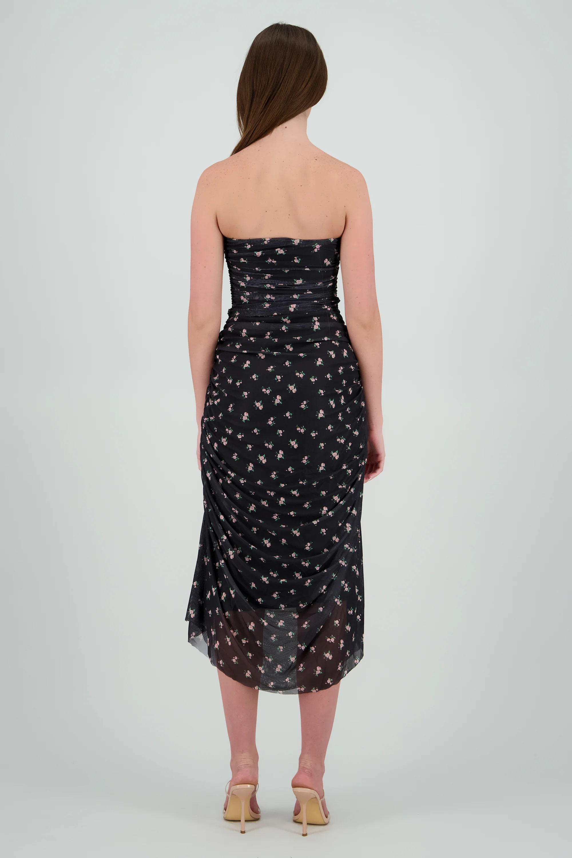 Vestido strapless de mesh estampado - Image 4