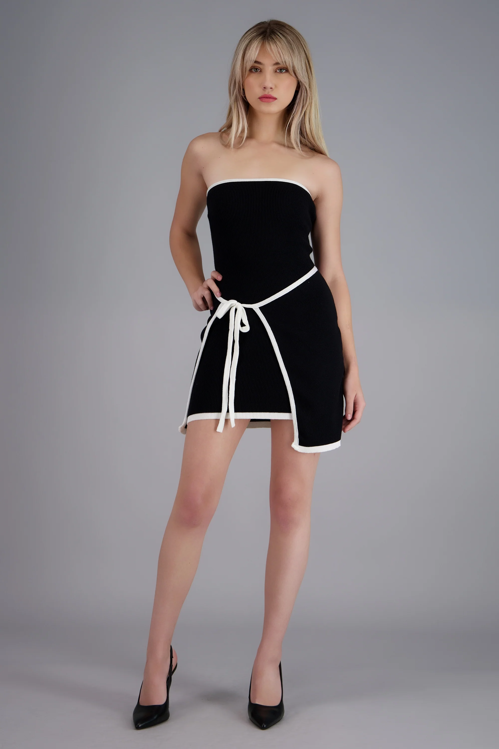 VESTIDO STRAPLESS DET CONTRASTE LAZO KNI - Image 2