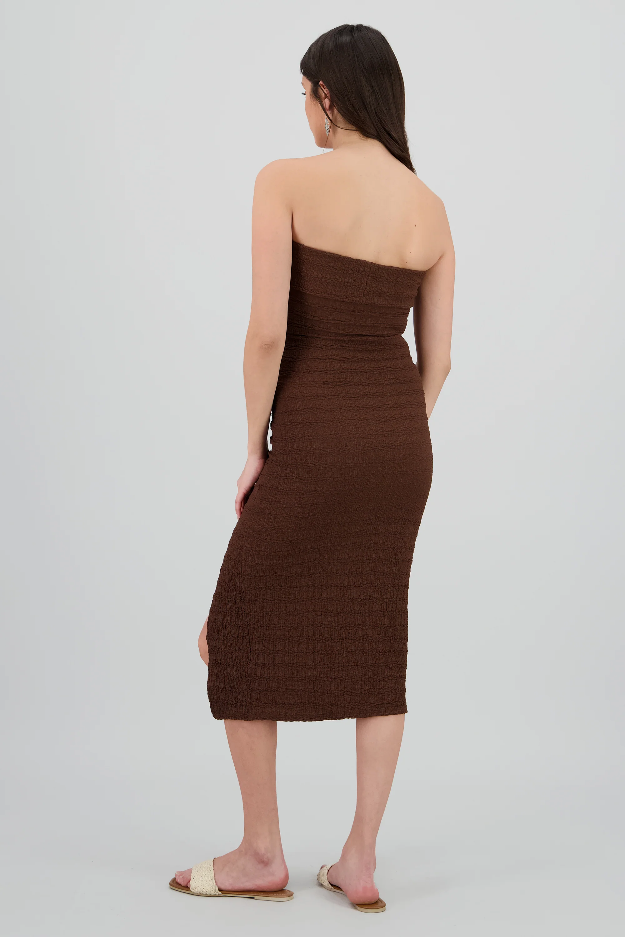 Vestido strapless doble de textura - Image 4