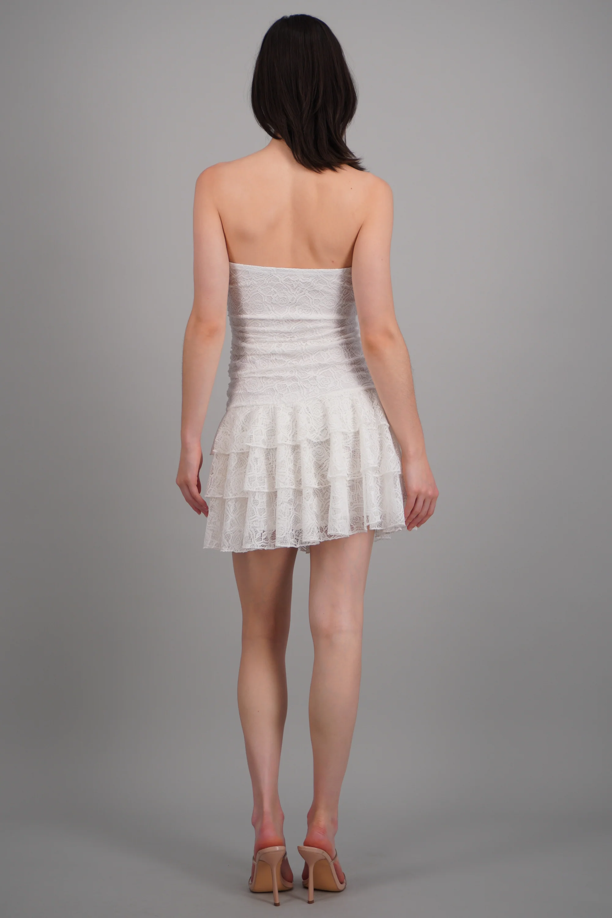 Vestido strapless drapeado detalle olanes - Image 4