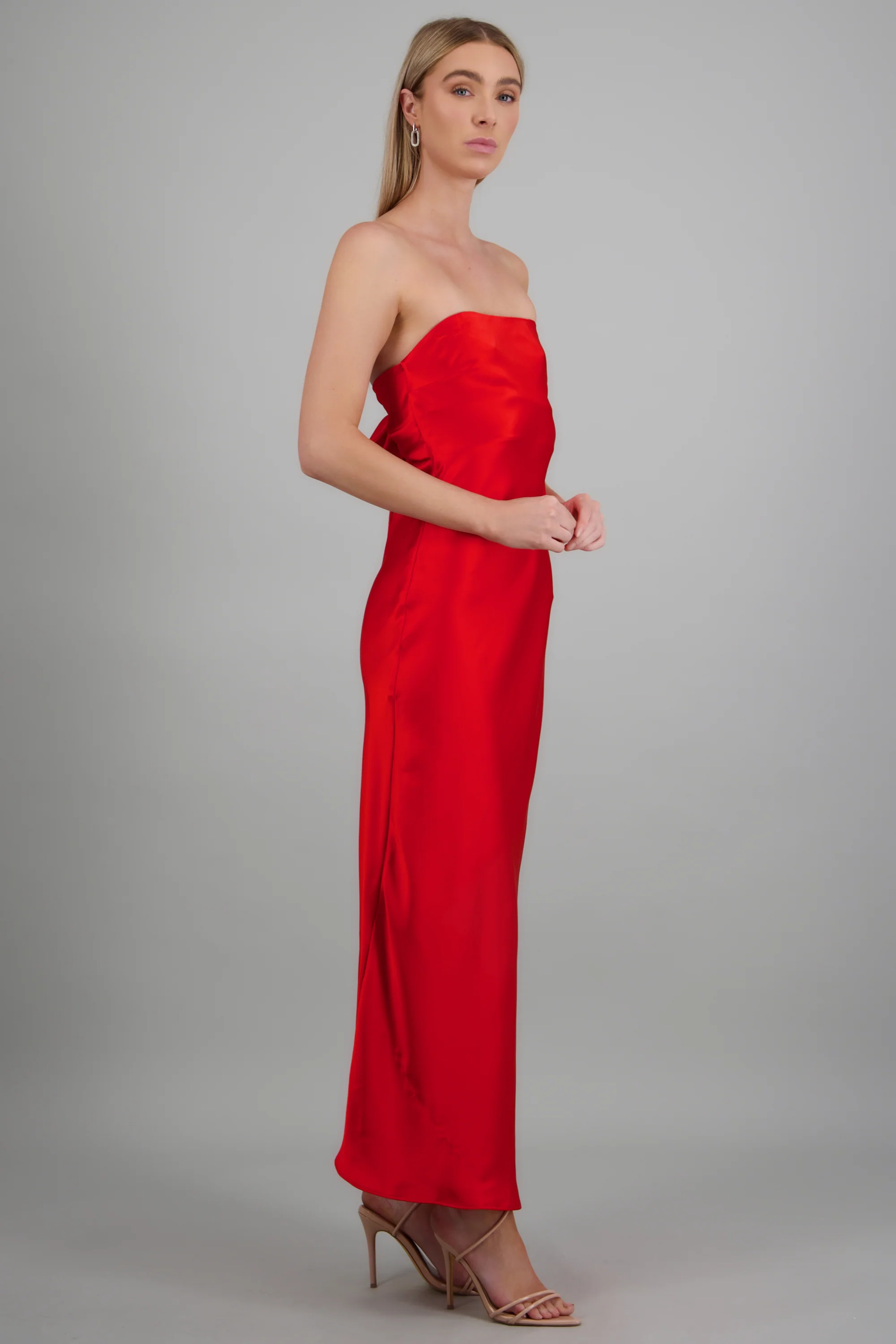 Vestido strapless maxi satin - Image 3