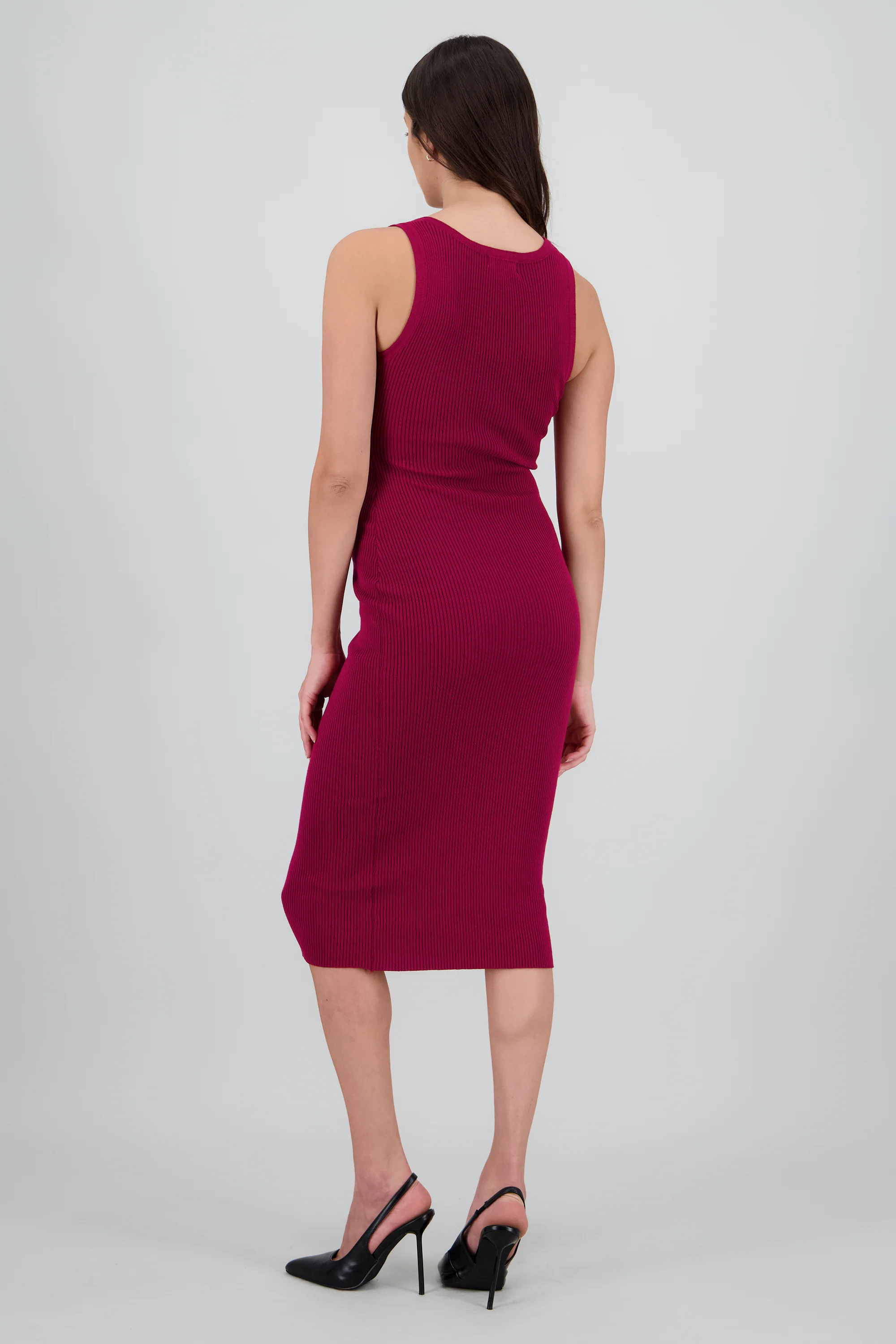 Vestido tejido liso con botones - Image 4