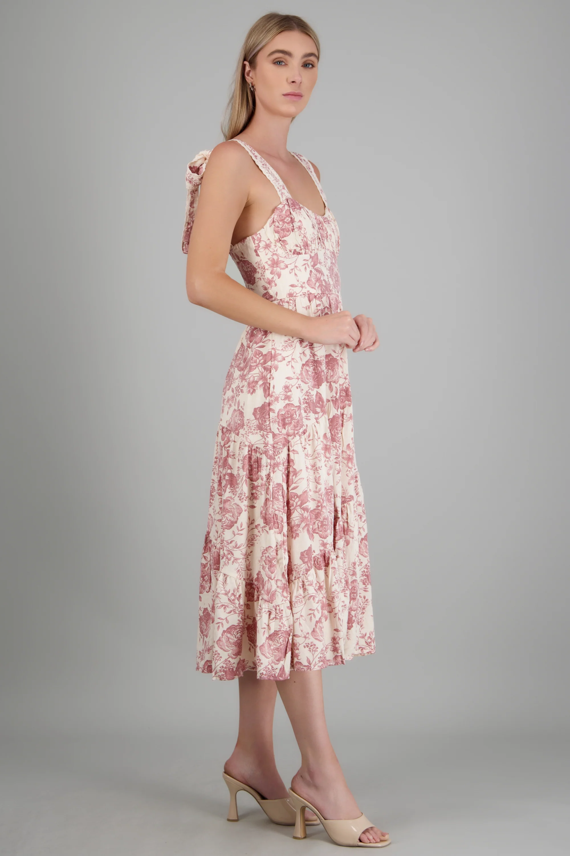 Vestido tirantes moño estampado flores - Image 2