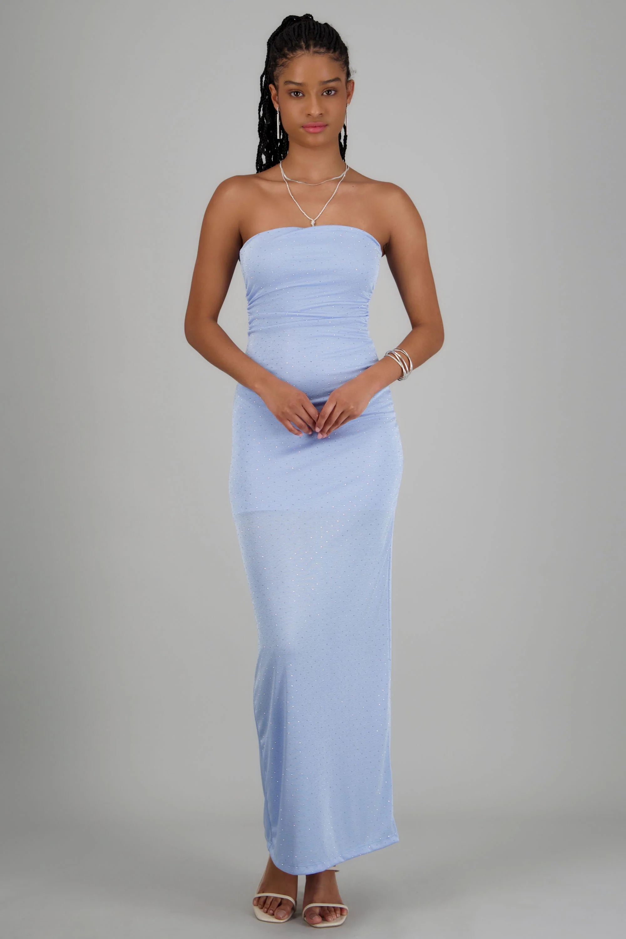 Vestido tubo drapeado brillos - Image 2
